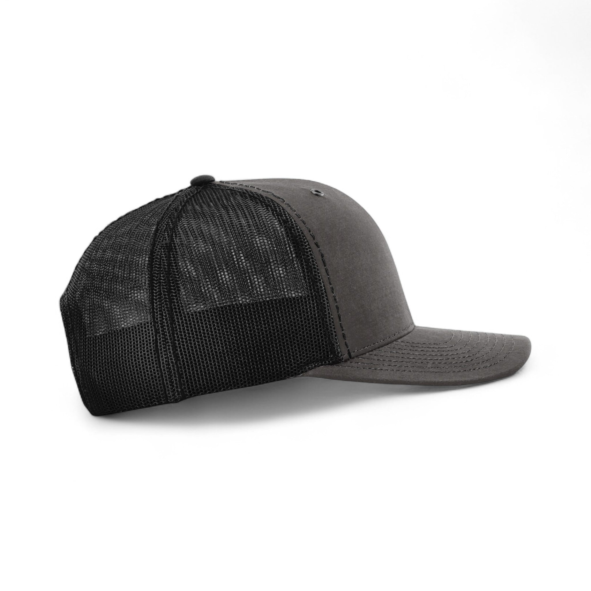 Right side view of Richardson 112WF custom hat in charcoal and  black