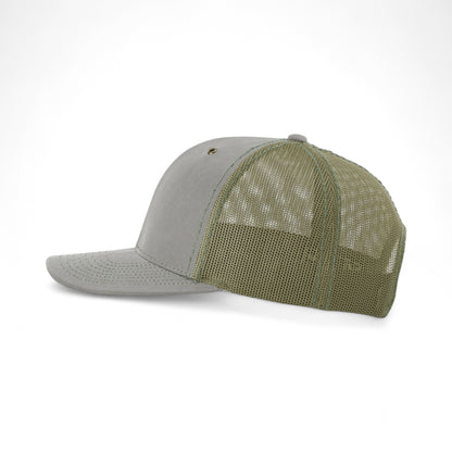 Left side view of Richardson 112WF custom hat in khaki and  loden
