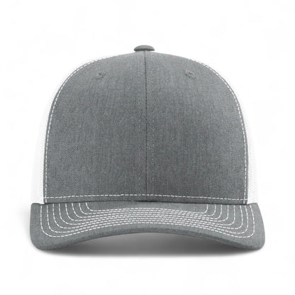 Front view of Richardson 112Y custom hat in heather grey and white