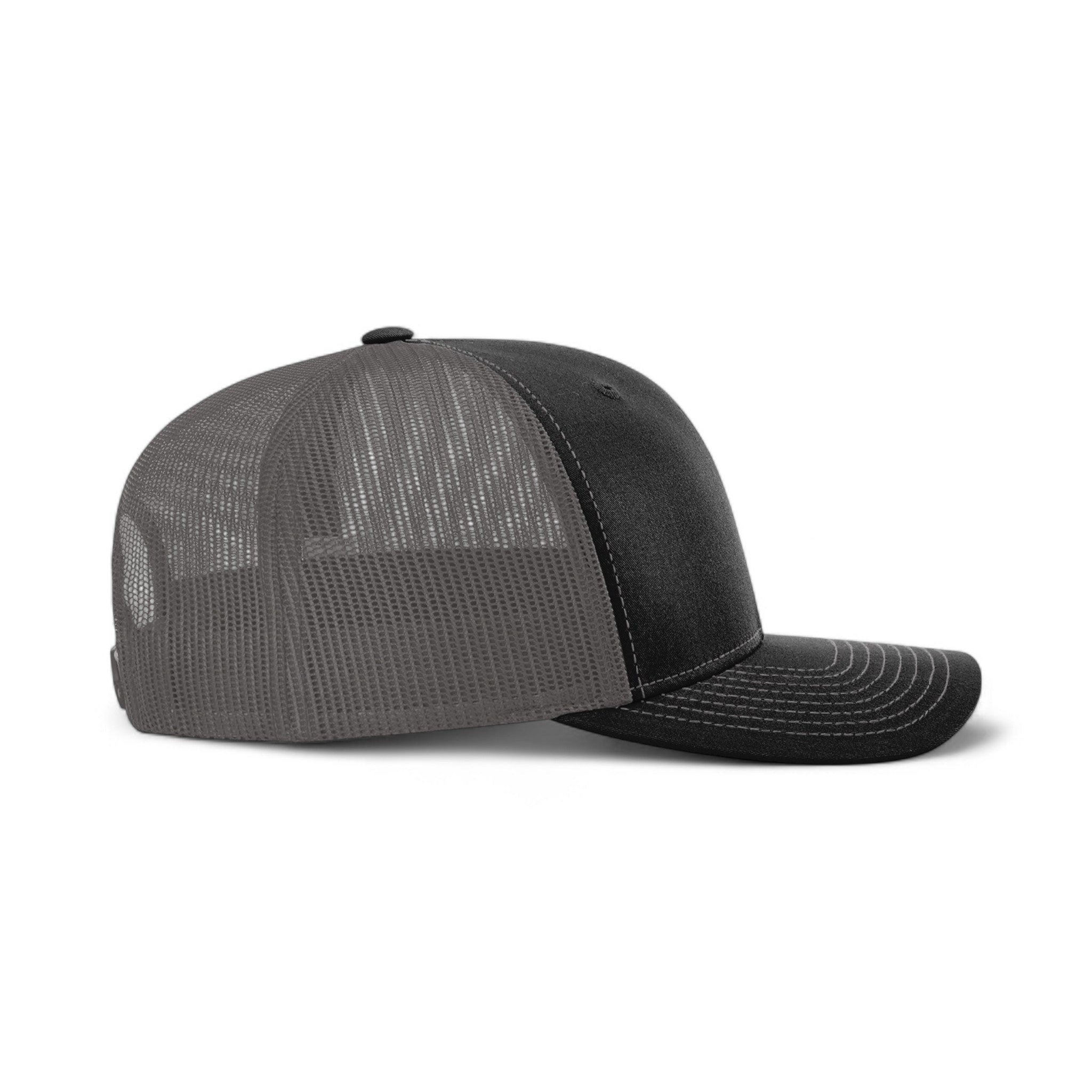 Right side view of Richardson 112 custom hat in black and charcoal