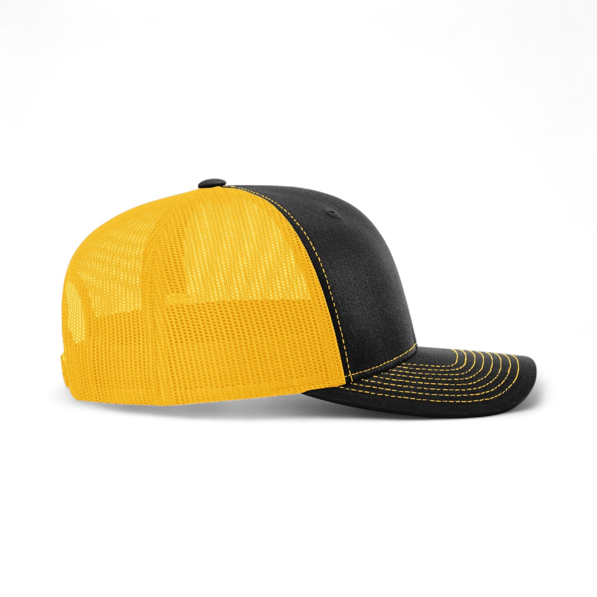 Right side view of Richardson 112 custom hat in black and gold
