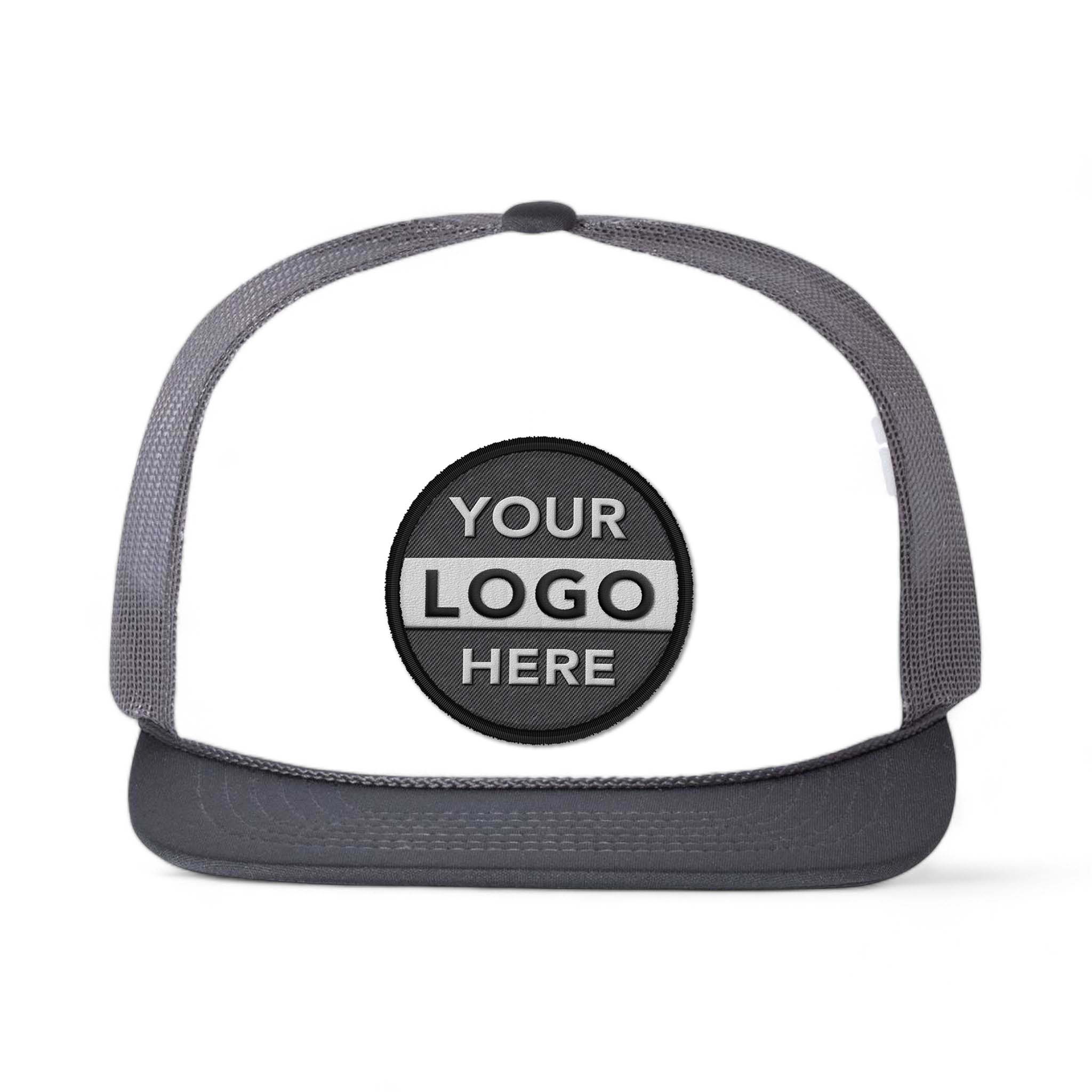 Richardson 113 custom embroidered patch hat in white and charcoal