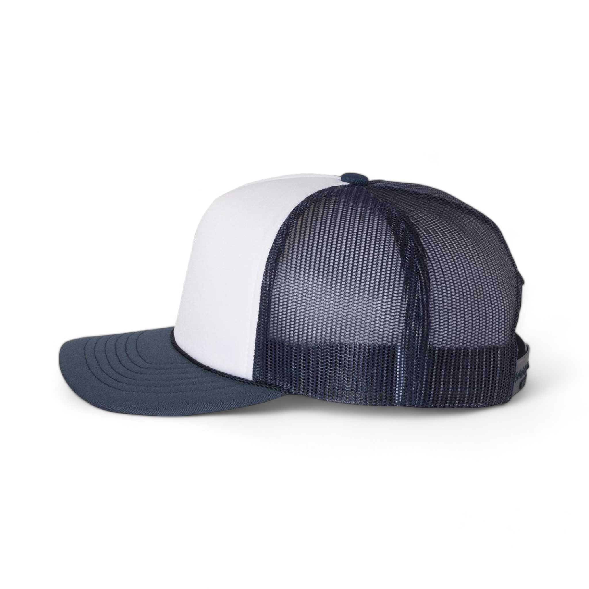 Side view of Richardson 113 custom hat in white and navy