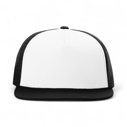 Front view of Richardson 113 custom hat in white and black