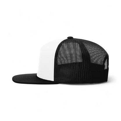 Left side view of Richardson 113 custom hat in white and black