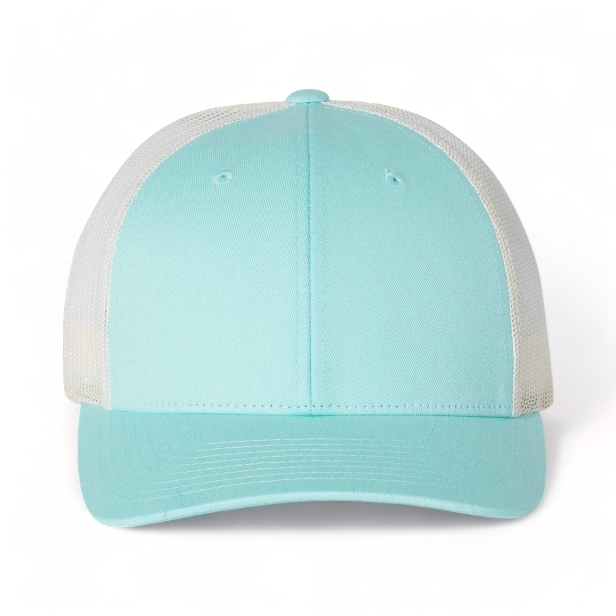 Front view of Richardson 115 custom hat in aruba blue and birch