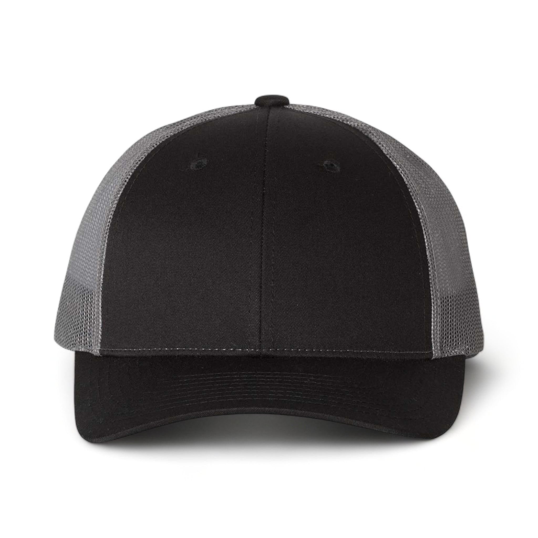 Front view of Richardson 115 custom hat in black and charcoal