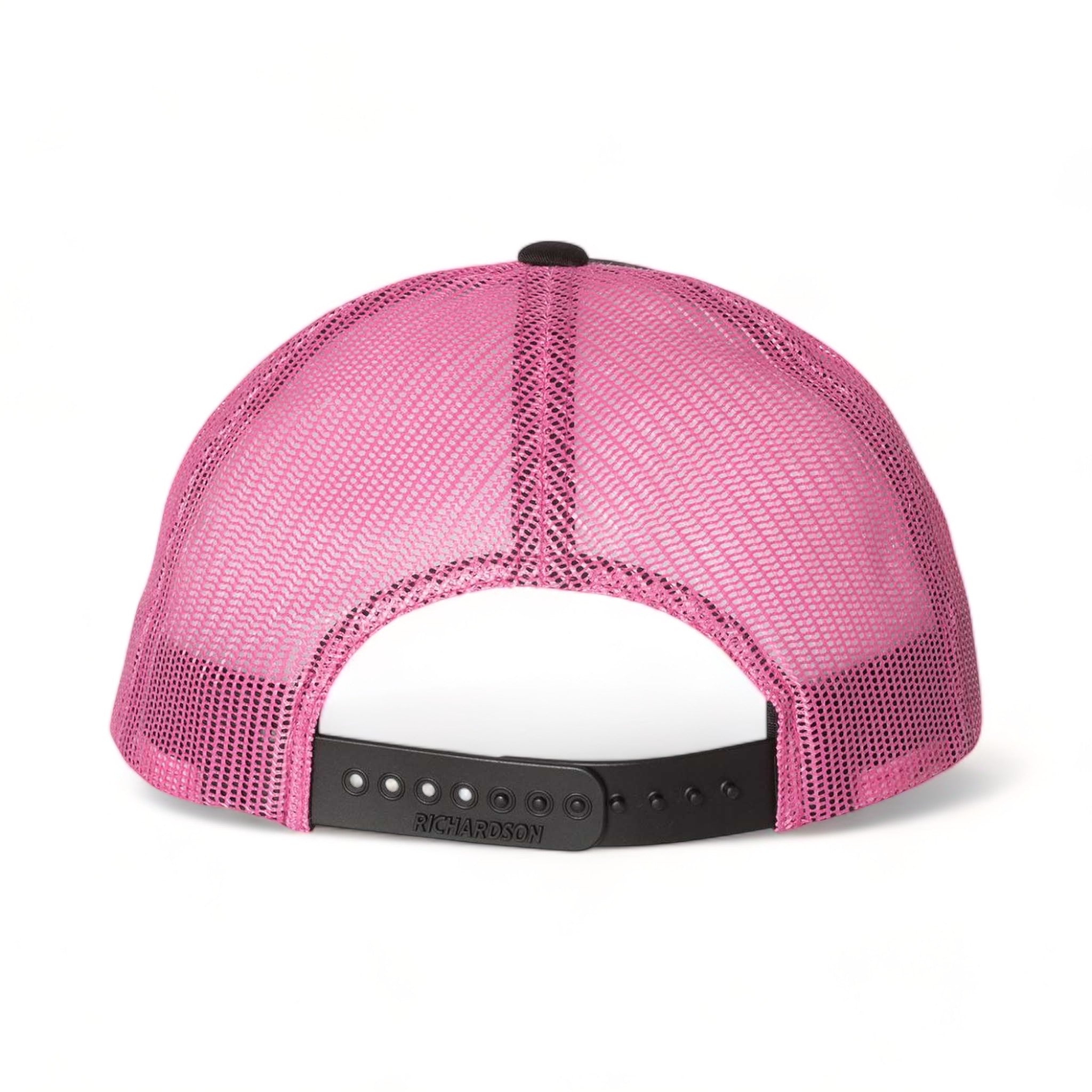 Back view of Richardson 115 custom hat in black and neon pink
