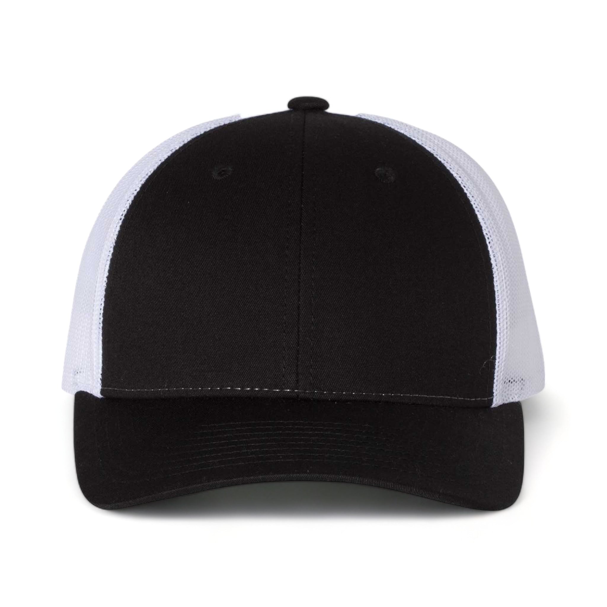 Front view of Richardson 115 custom hat in black and white