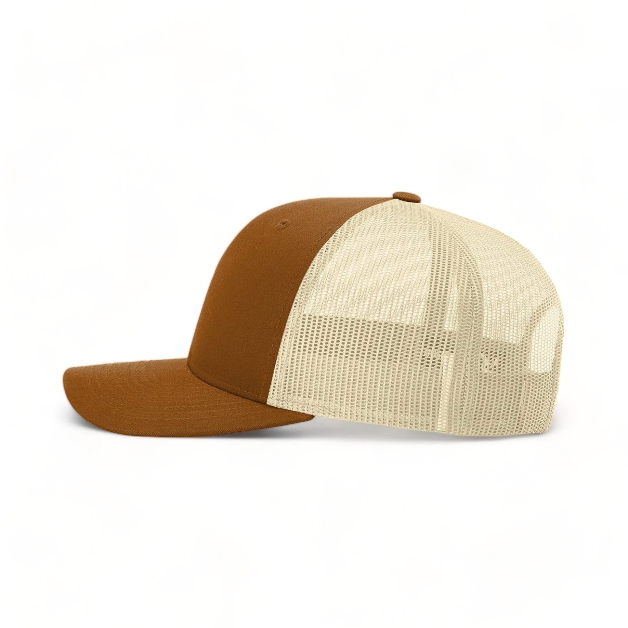 Side view of Richardson 115 custom hat in carmel and birch