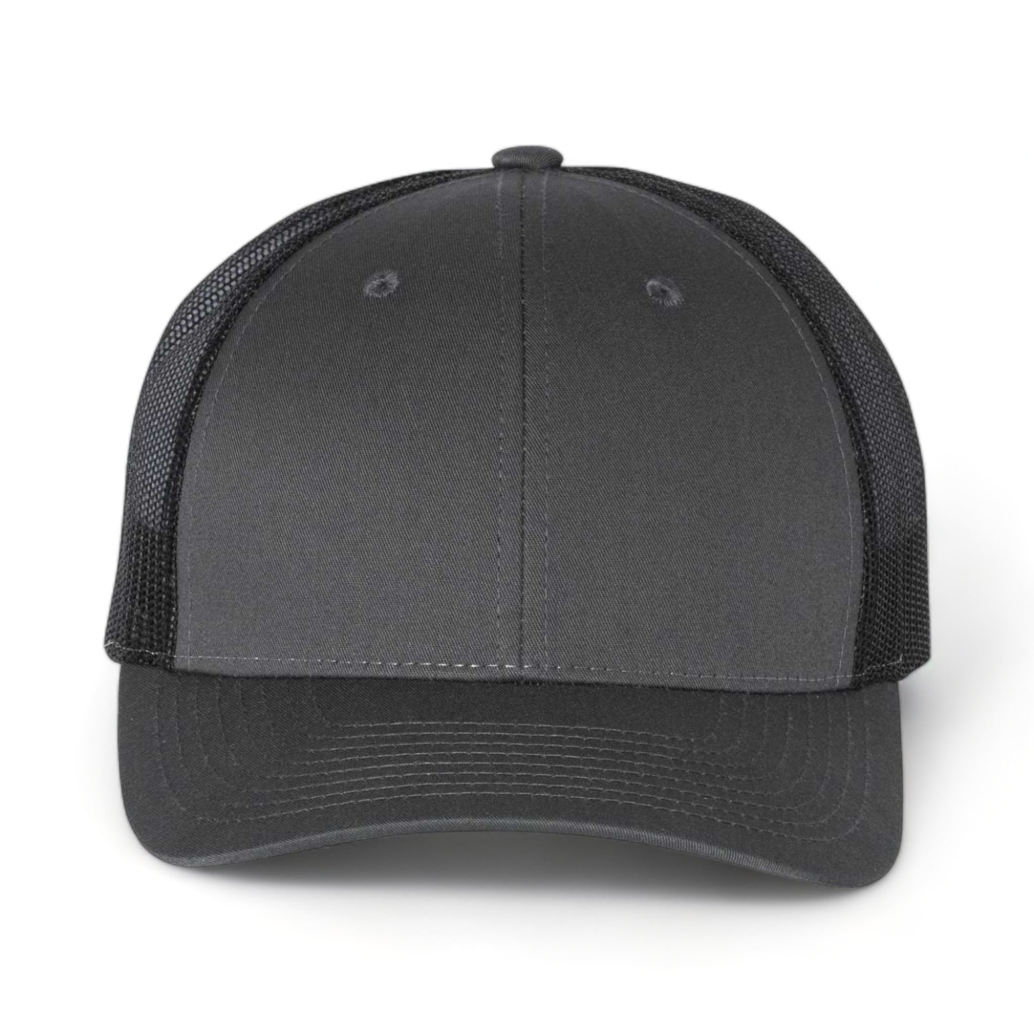 Front view of Richardson 115 custom hat in charcoal and black