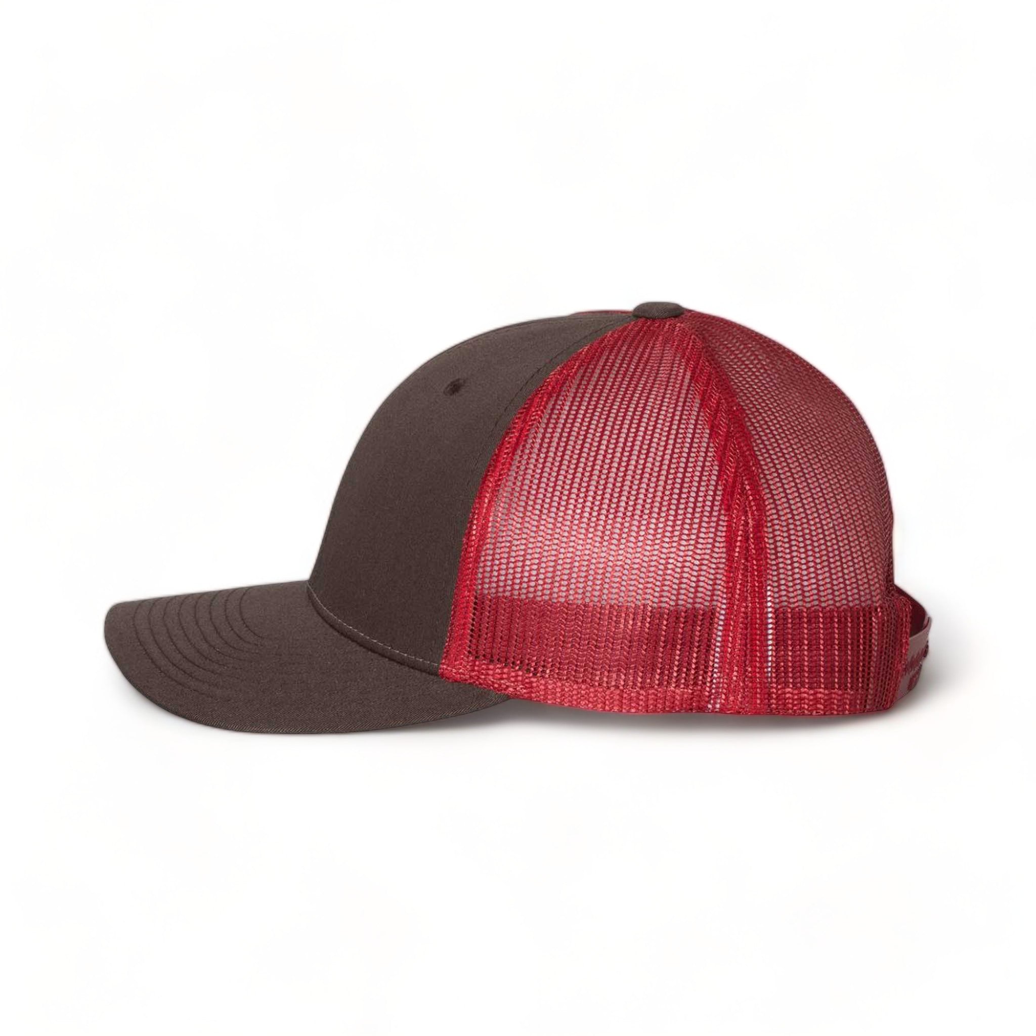 Side view of Richardson 115 custom hat in coffee and claret