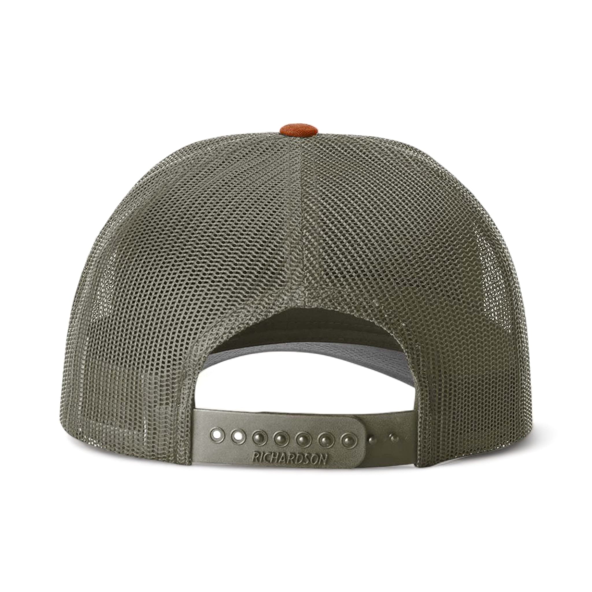 Back view of Richardson 115 custom hat in cream, loden green and dark orange