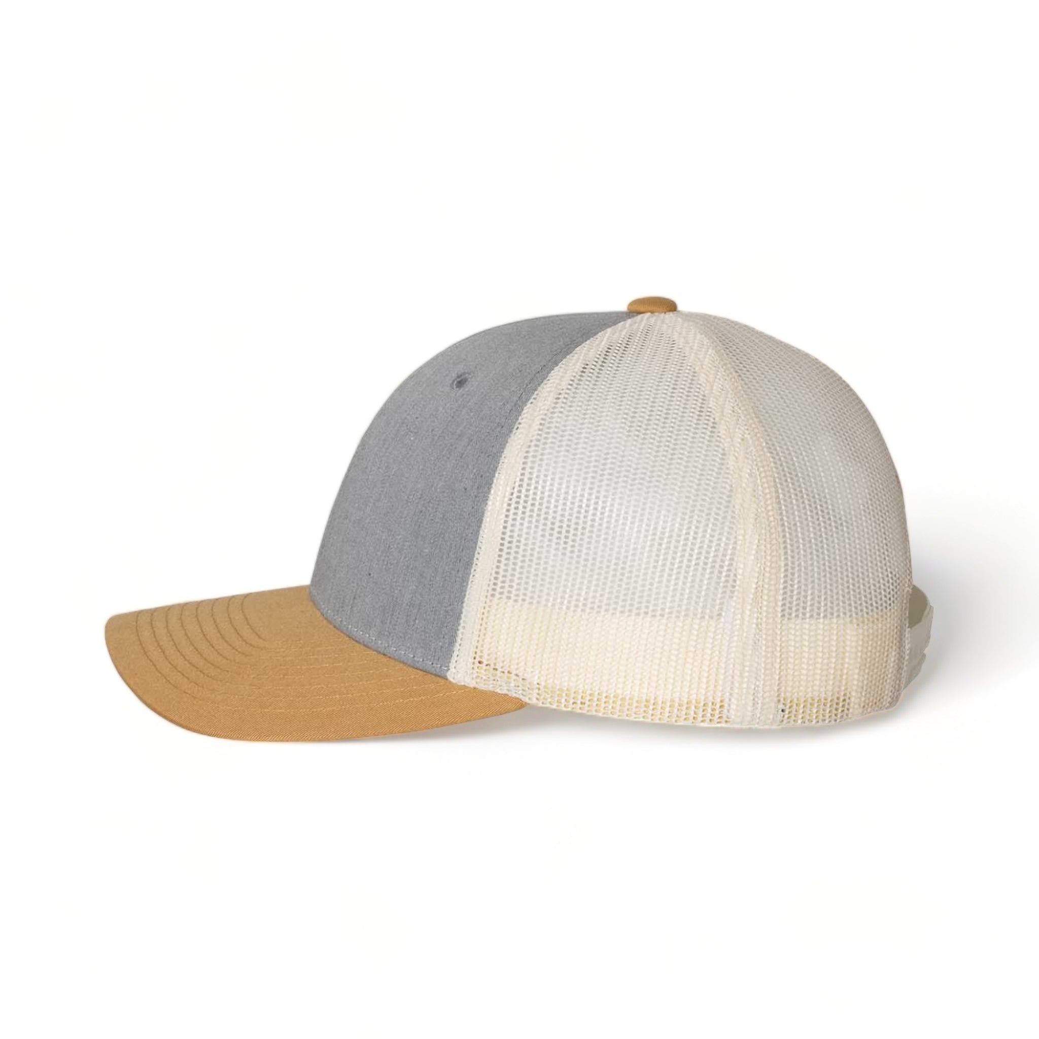 Side view of Richardson 115 custom hat in heather grey, birch and amber gold