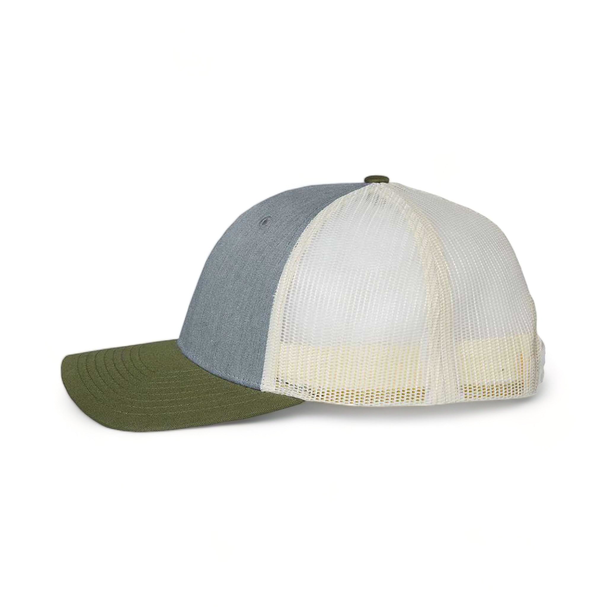 Side view of Richardson 115 custom hat in heather grey, birch and army