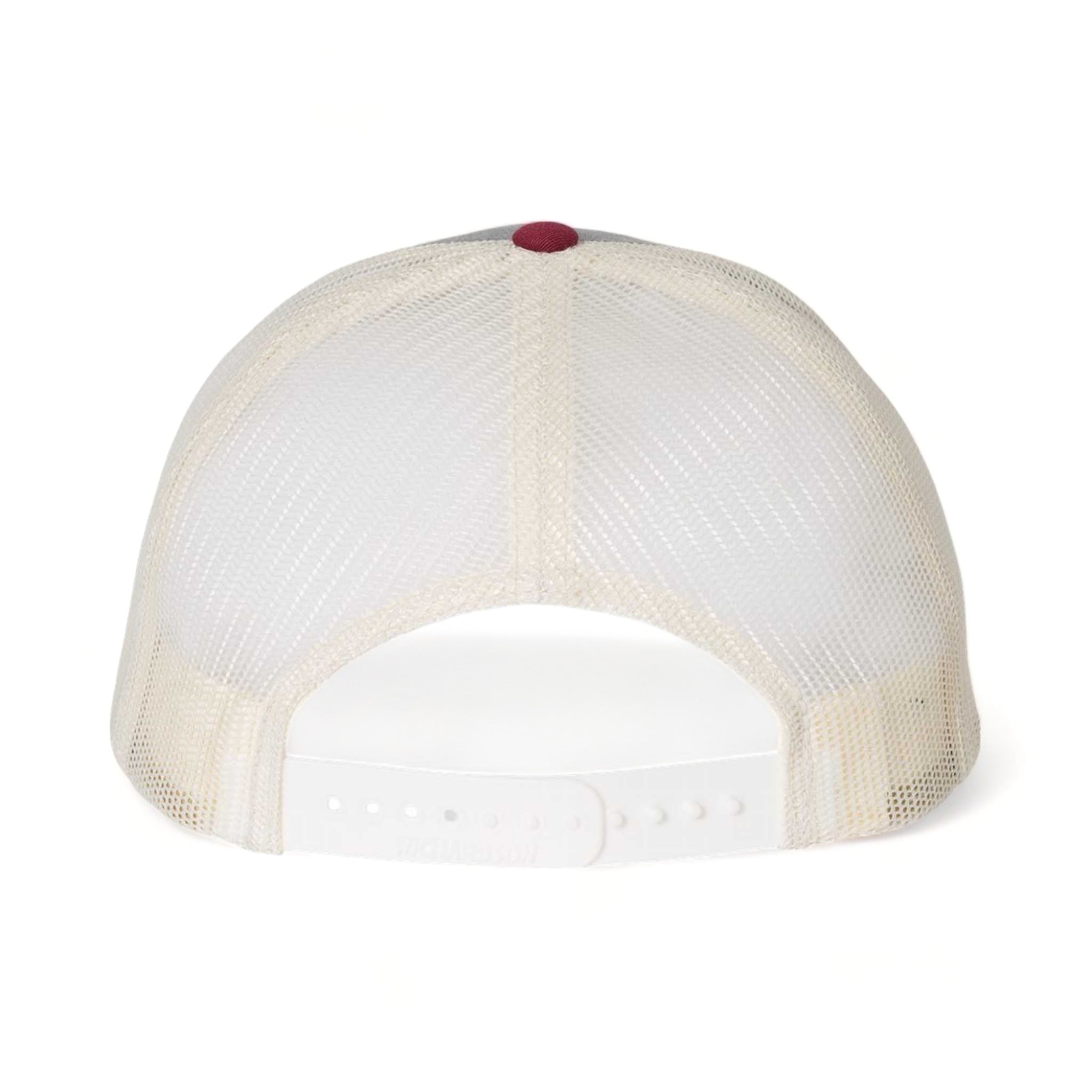 Back view of Richardson 115 custom hat in heather grey, birch and cardinal