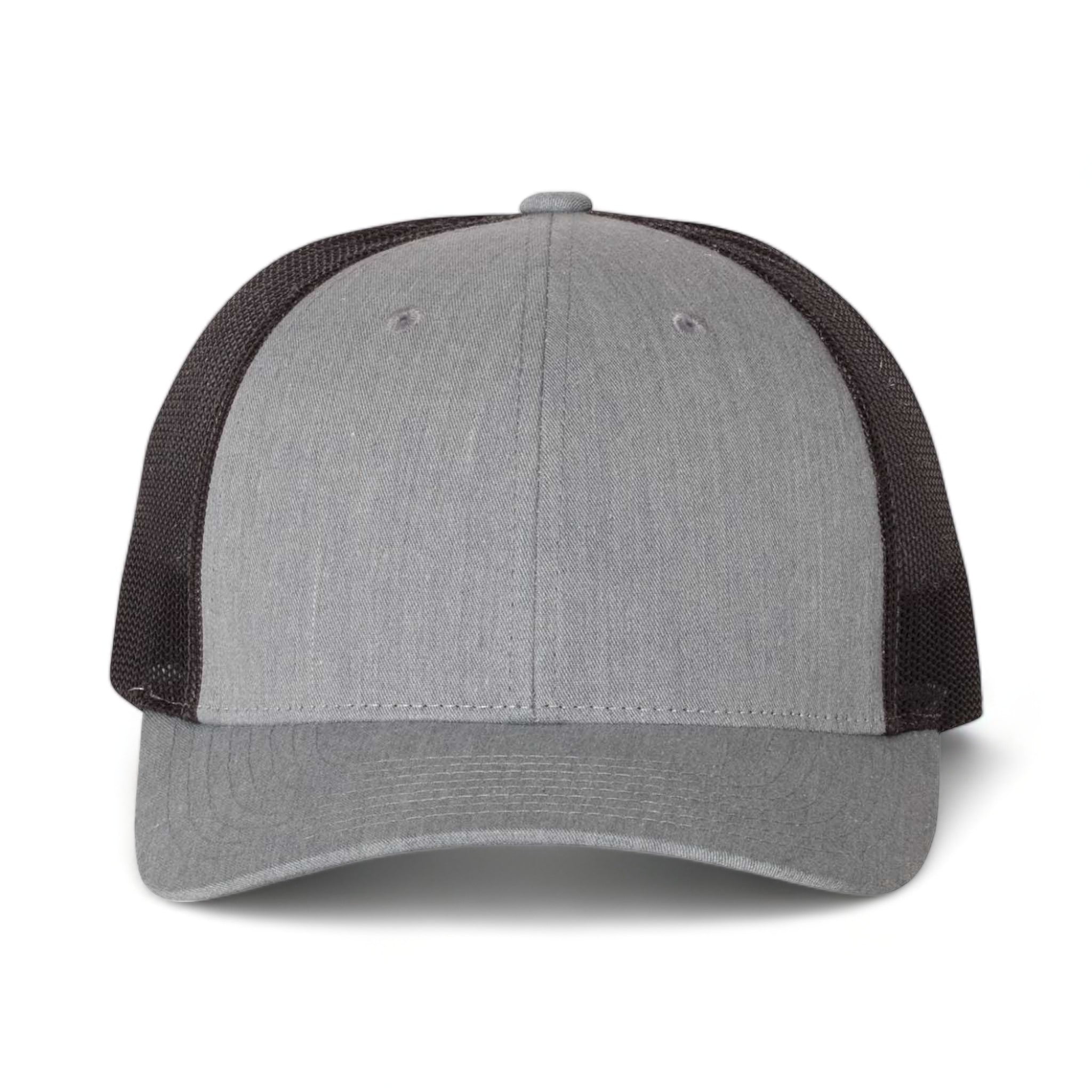 Front view of Richardson 115 custom hat in heather grey and dark charcoal