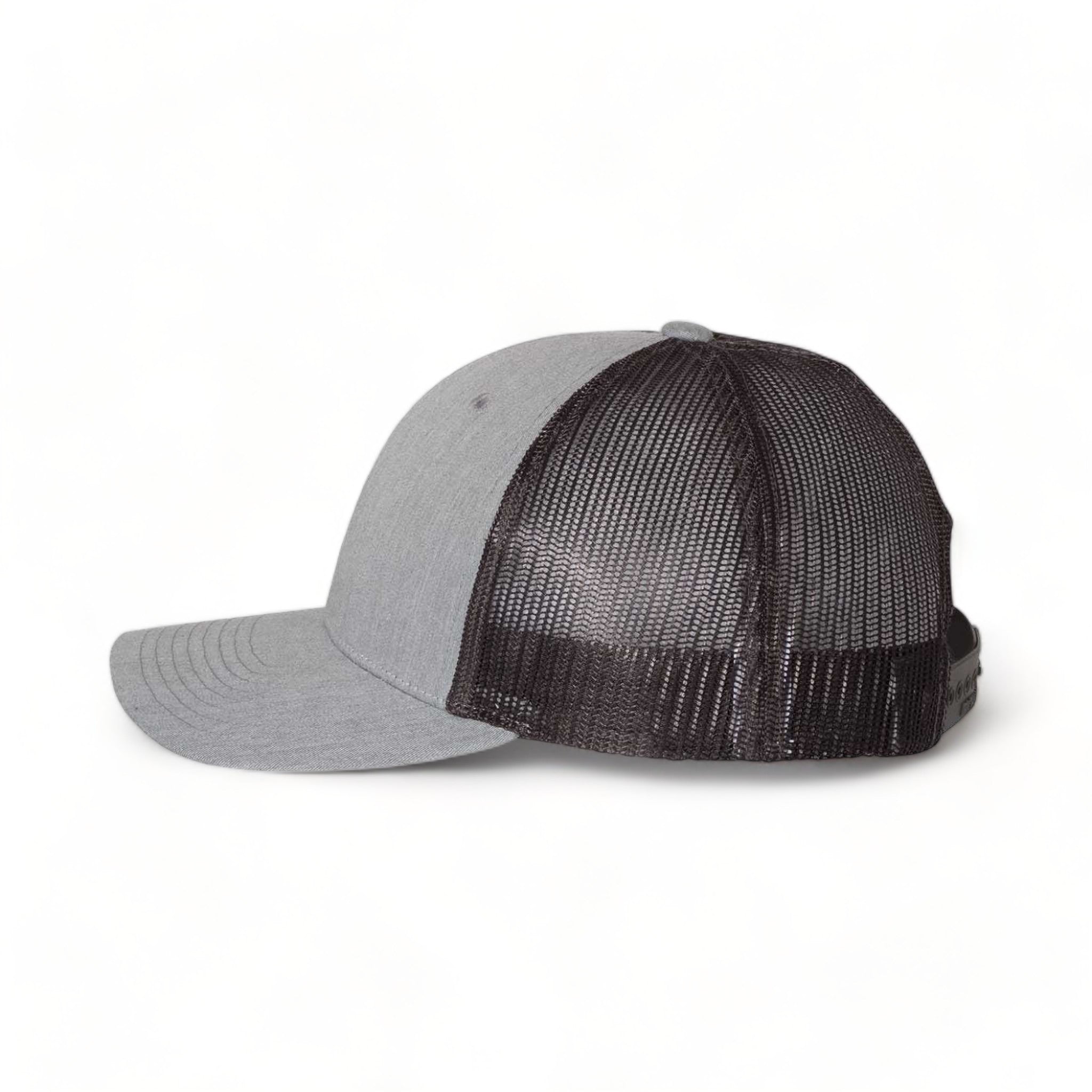 Side view of Richardson 115 custom hat in heather grey and dark charcoal