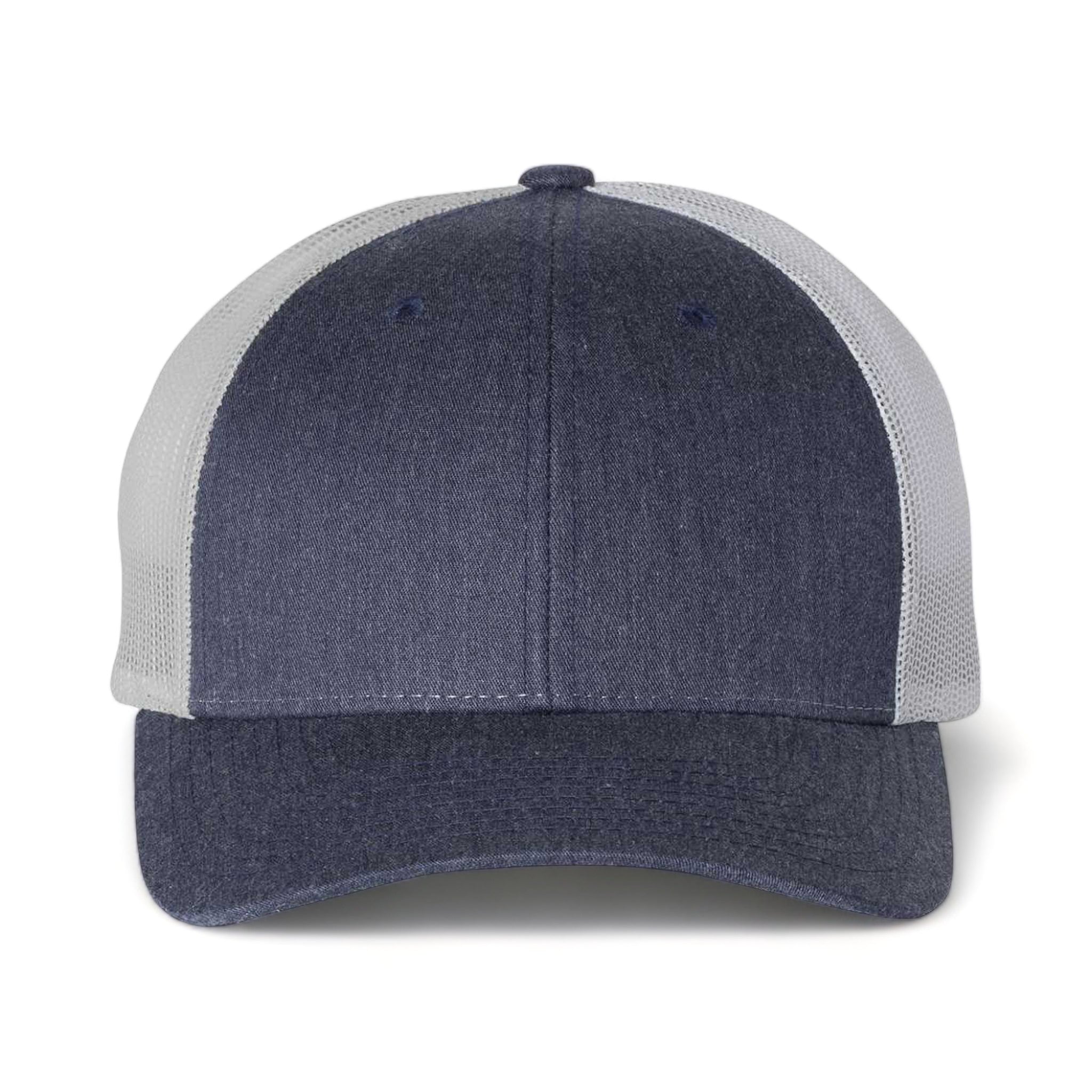 Front view of Richardson 115 custom hat in heather navy and silver