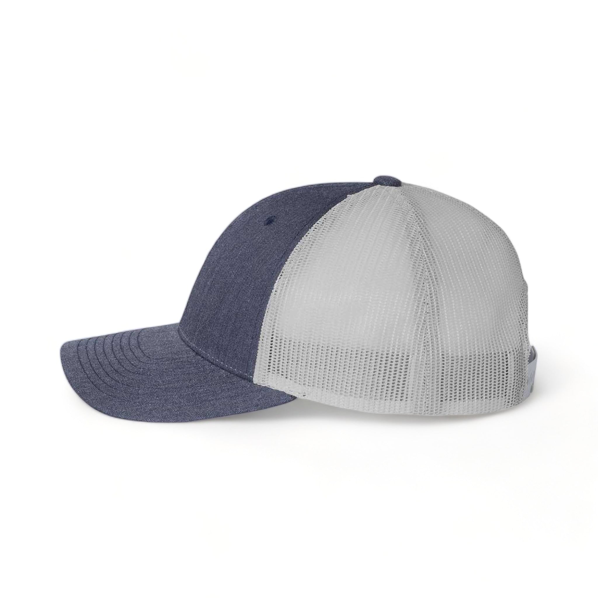 Side view of Richardson 115 custom hat in heather navy and silver