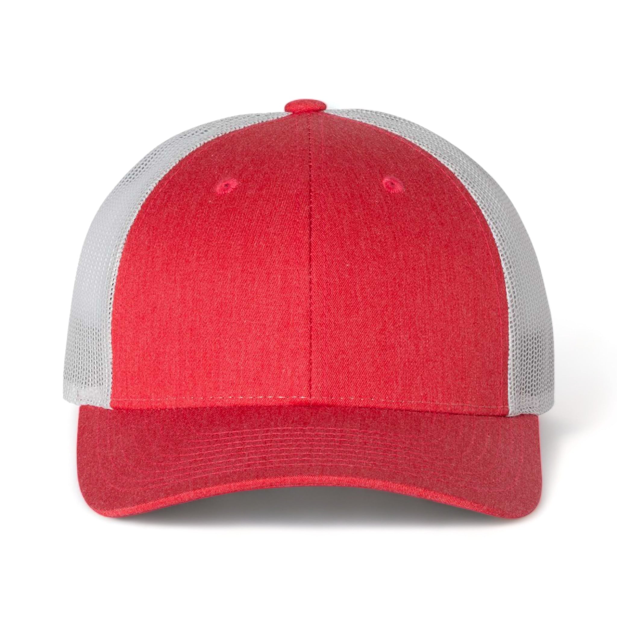 Front view of Richardson 115 custom hat in heather red and silver