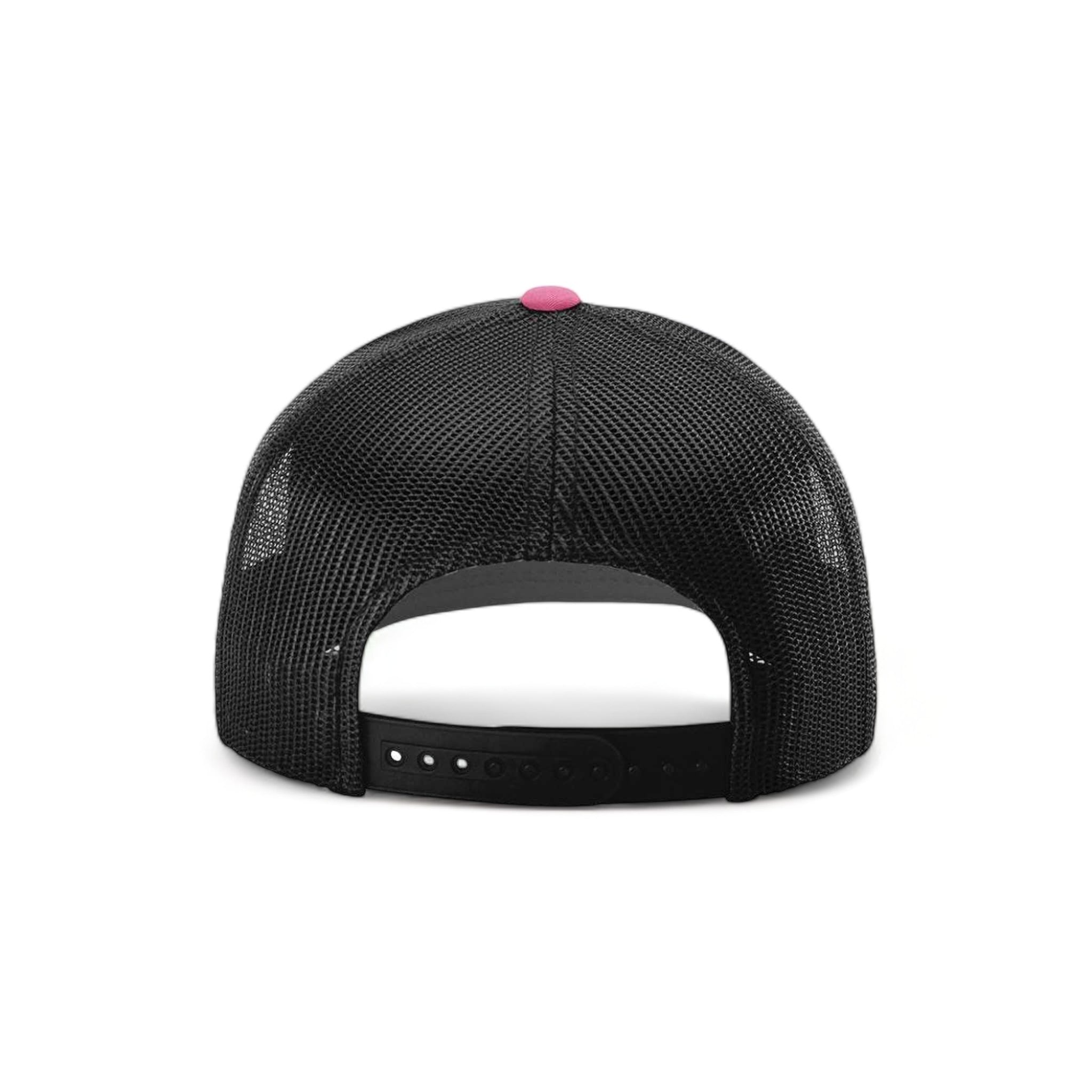 Back view of Richardson 115 custom hat in hot pink and black
