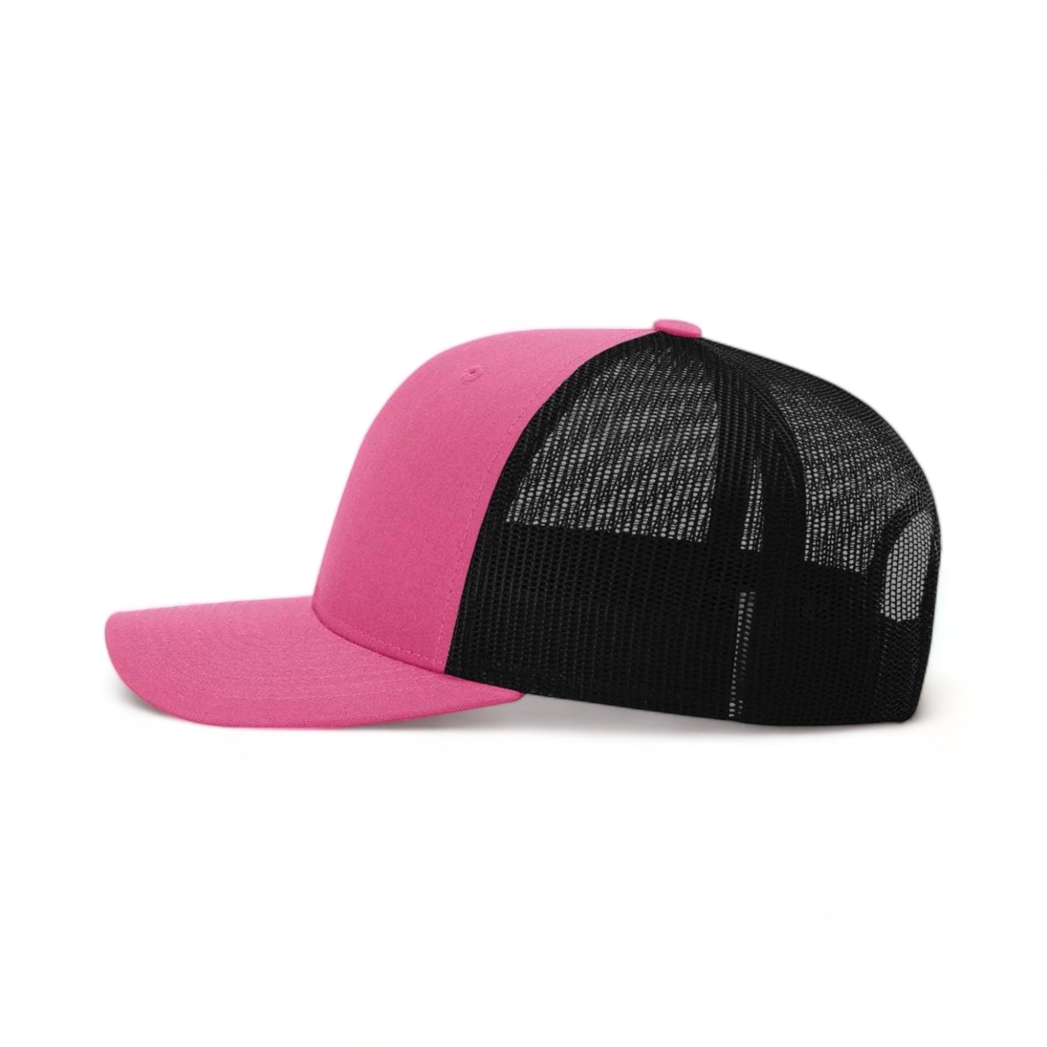 Side view of Richardson 115 custom hat in hot pink and black