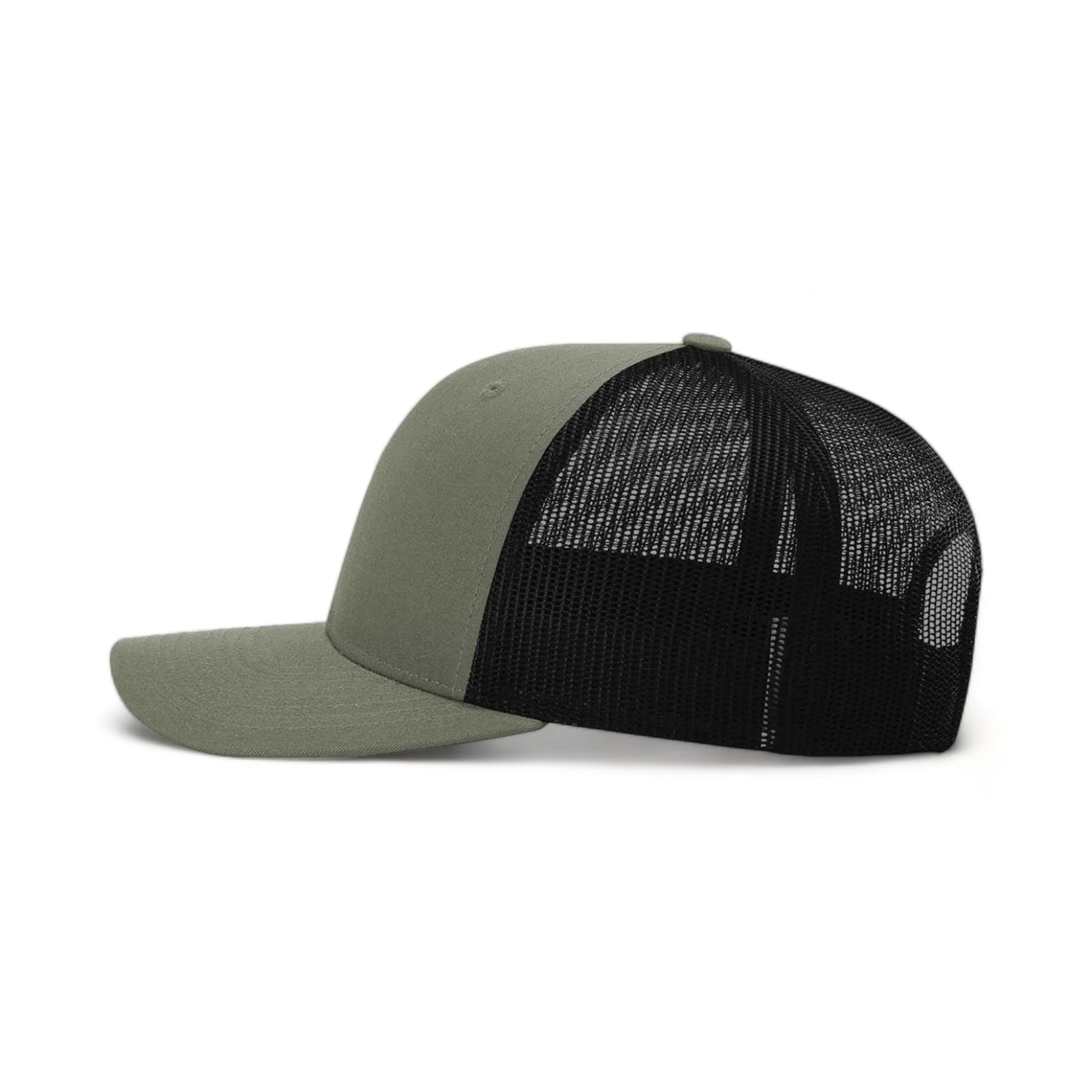 Side view of Richardson 115 custom hat in loden green and black