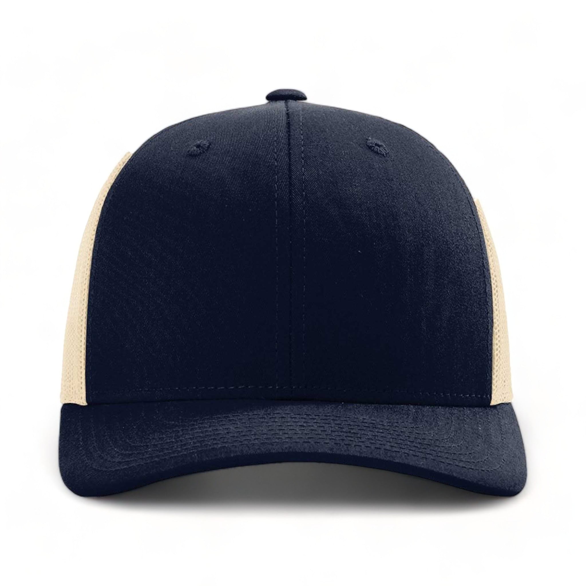 Front view of Richardson 115 custom hat in navy and khaki