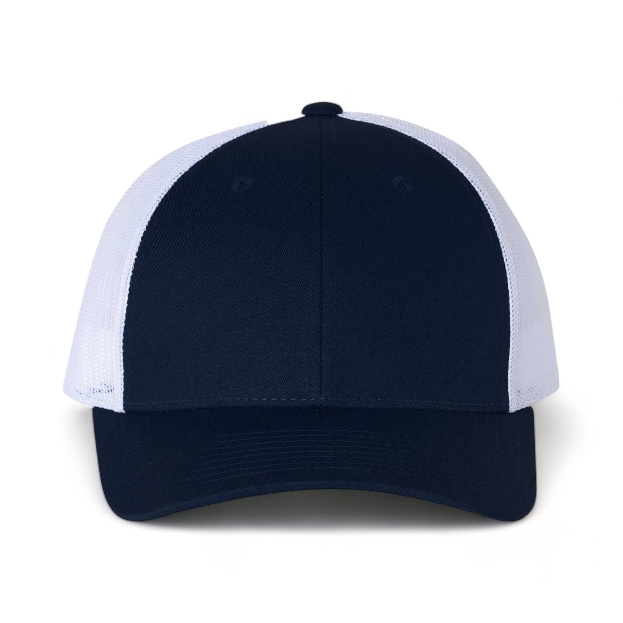 Front view of Richardson 115 custom hat in navy and  white