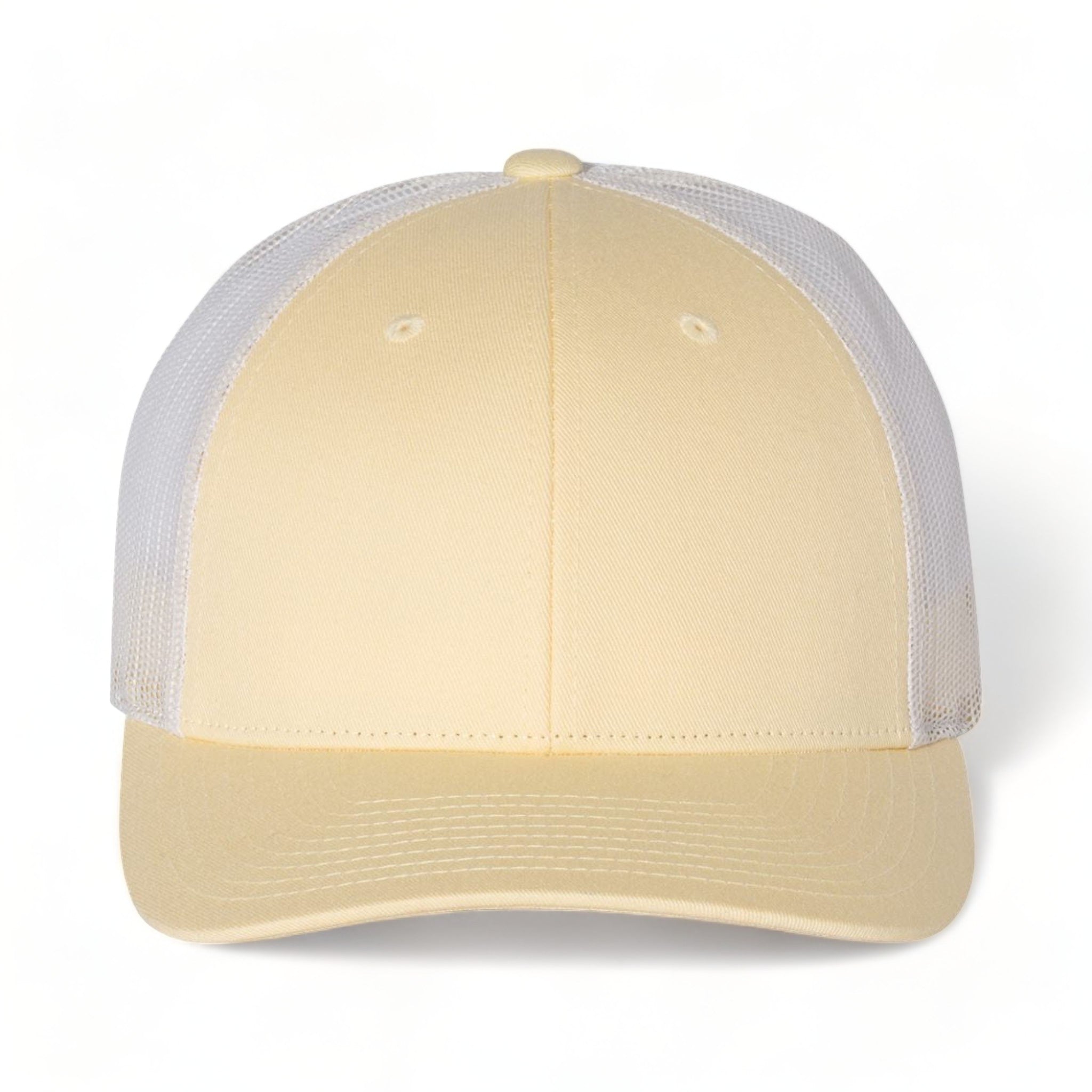 Front view of Richardson 115 custom hat in pale banana and birch