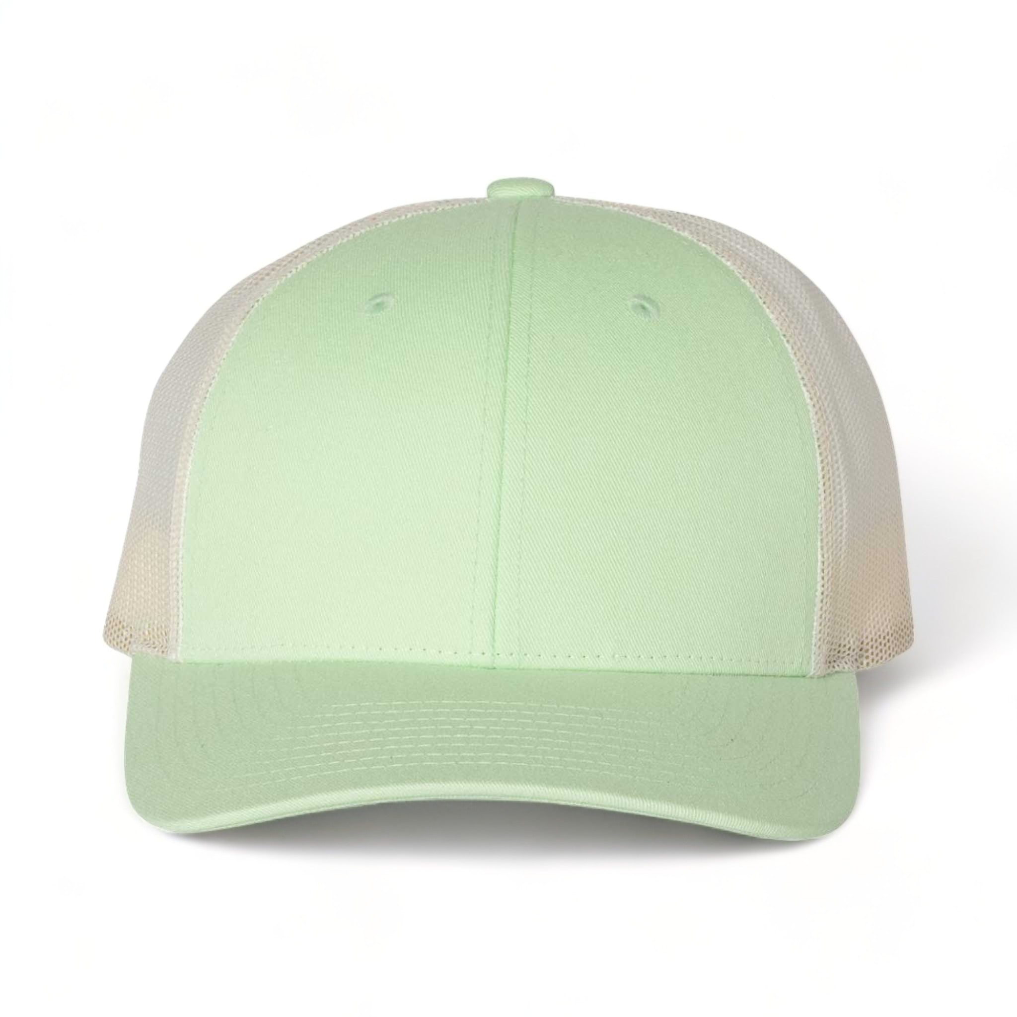 Front view of Richardson 115 custom hat in patina green and birch