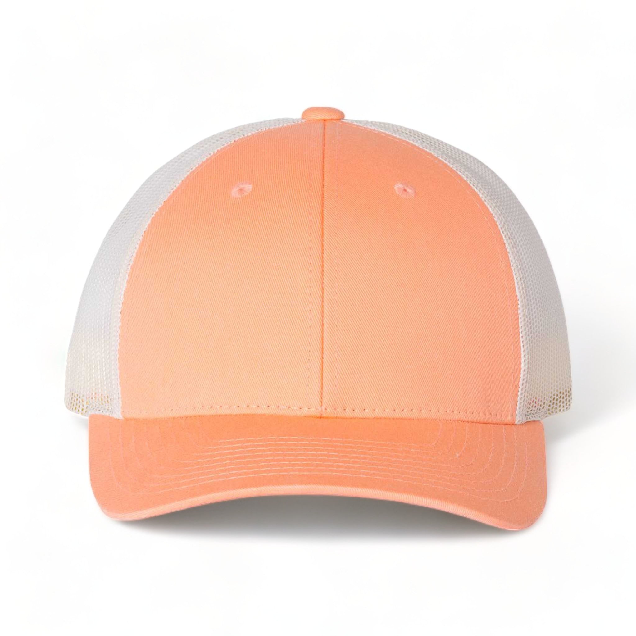 Front view of Richardson 115 custom hat in sunkissed peach and birch