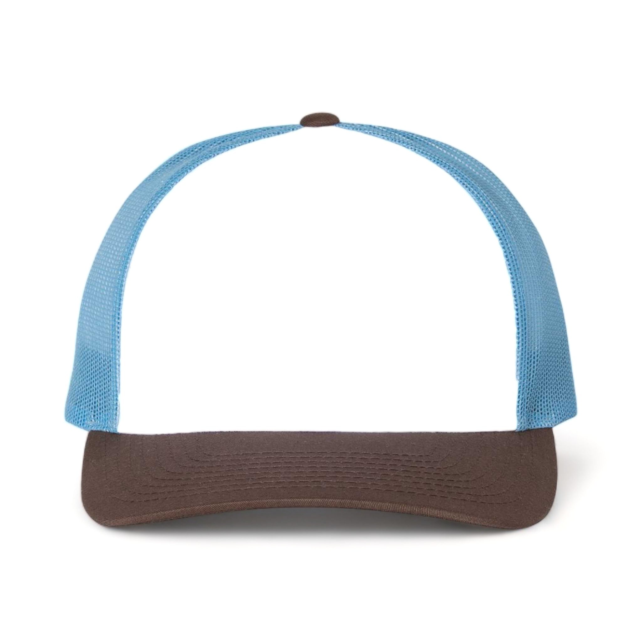 Front view of Richardson 115 custom hat in white, columbia blue and brown