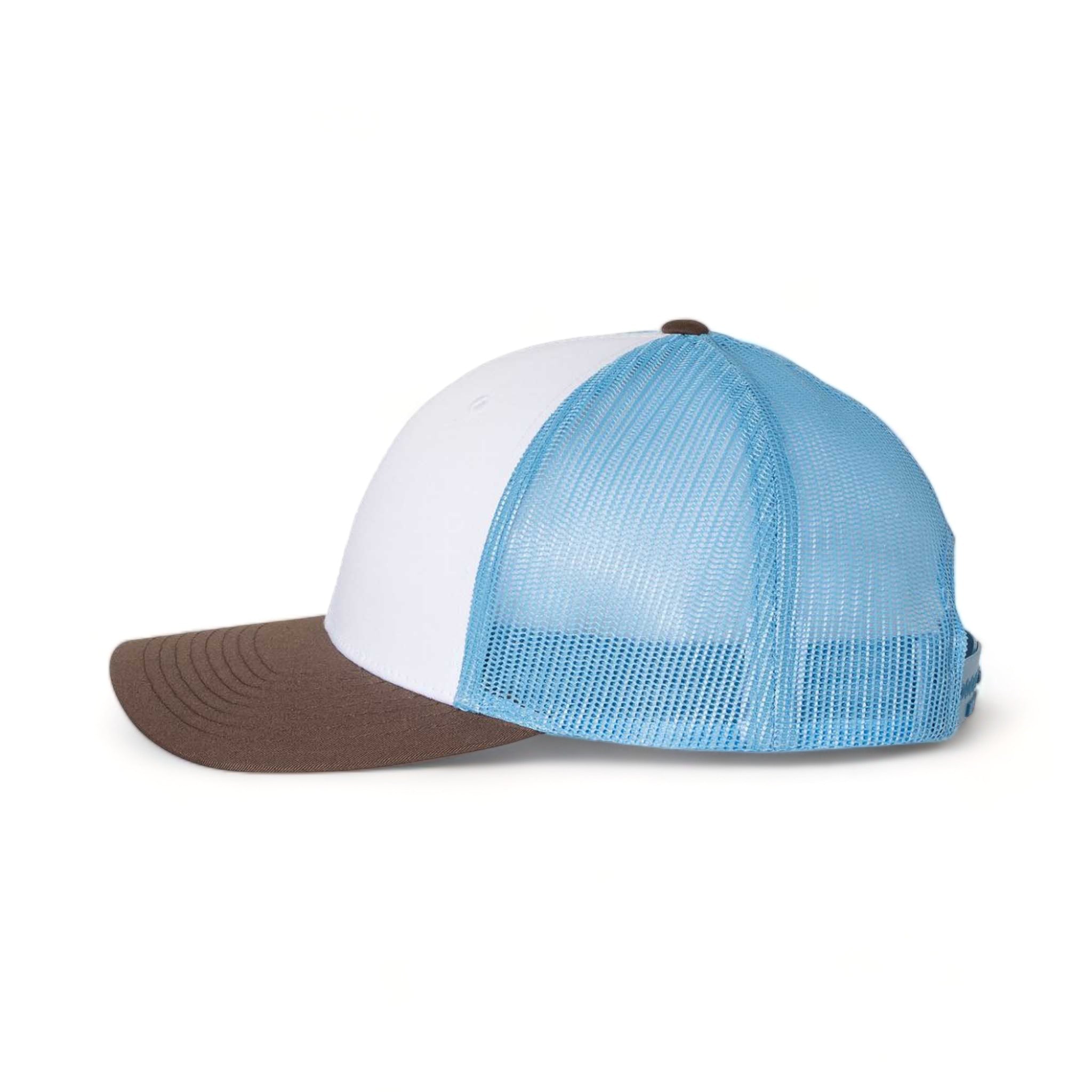 Side view of Richardson 115 custom hat in white, columbia blue and brown