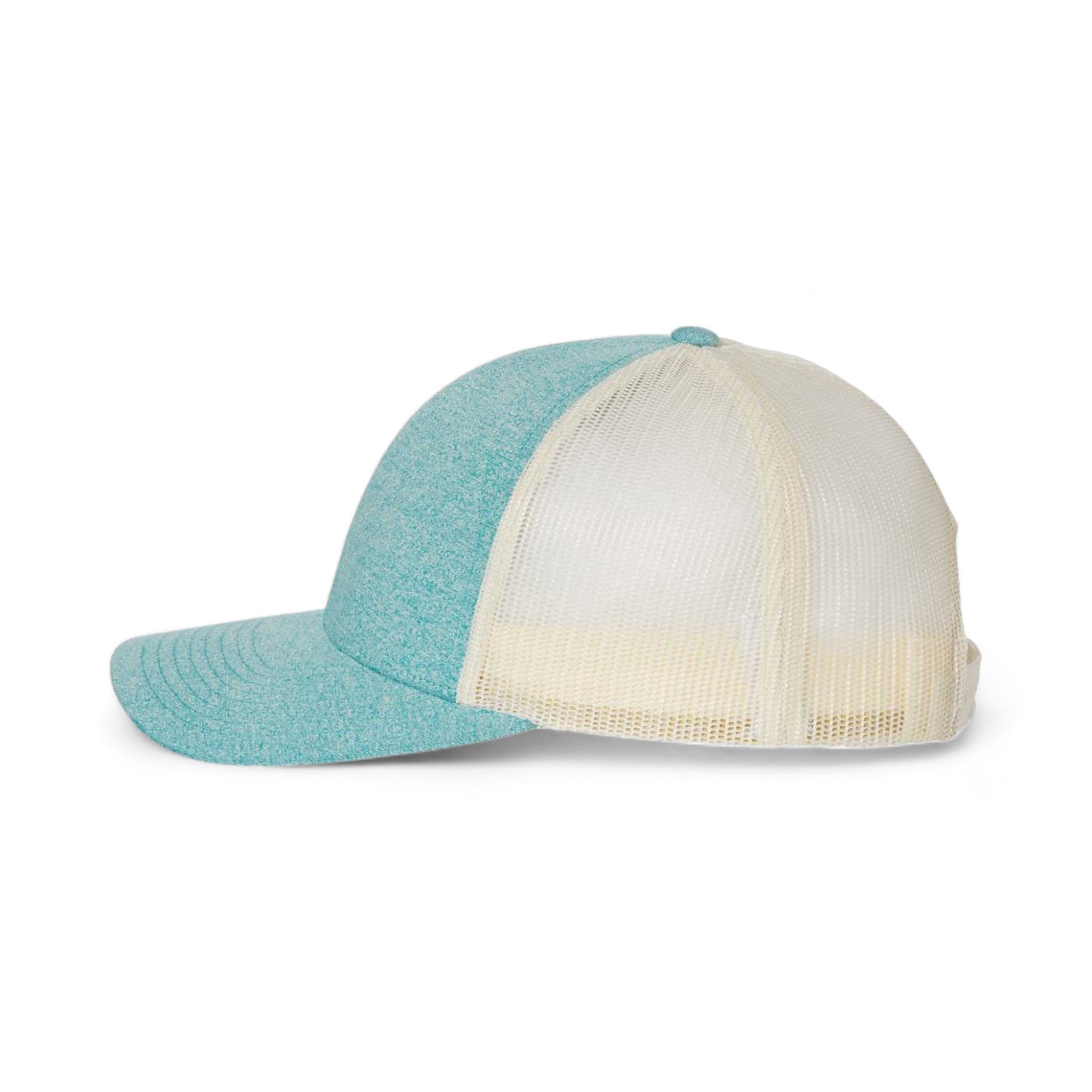 Side view of Richardson 115CH custom hat in green teal heather and birch