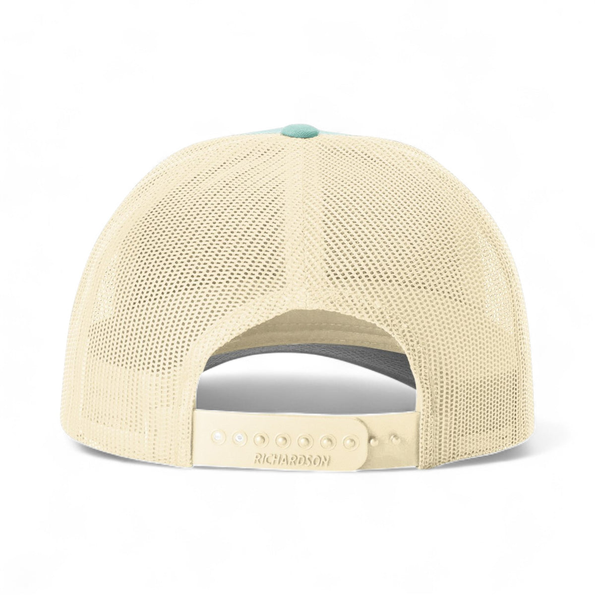 Back view of Richardson 115 custom hat in aruba blue and birch