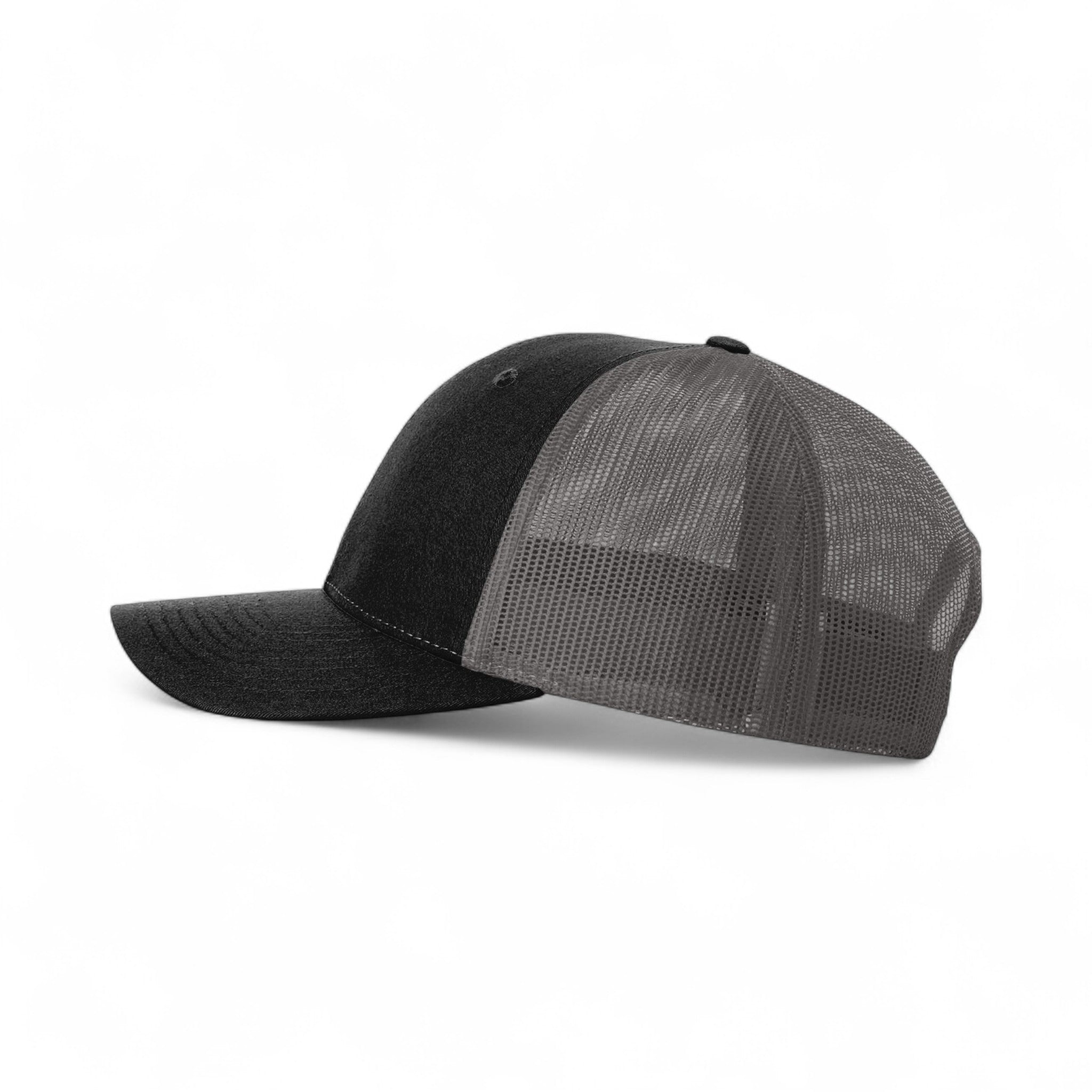 Left side view of Richardson 115 custom hat in black and charcoal