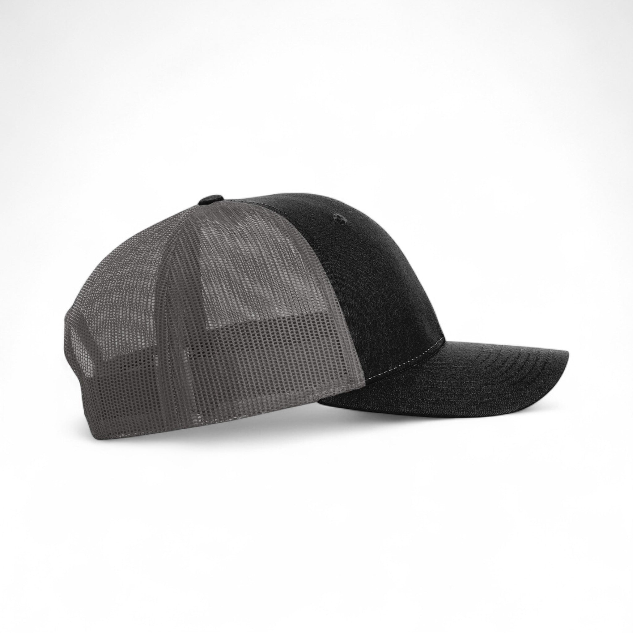 Right side view of Richardson 115 custom hat in black and charcoal