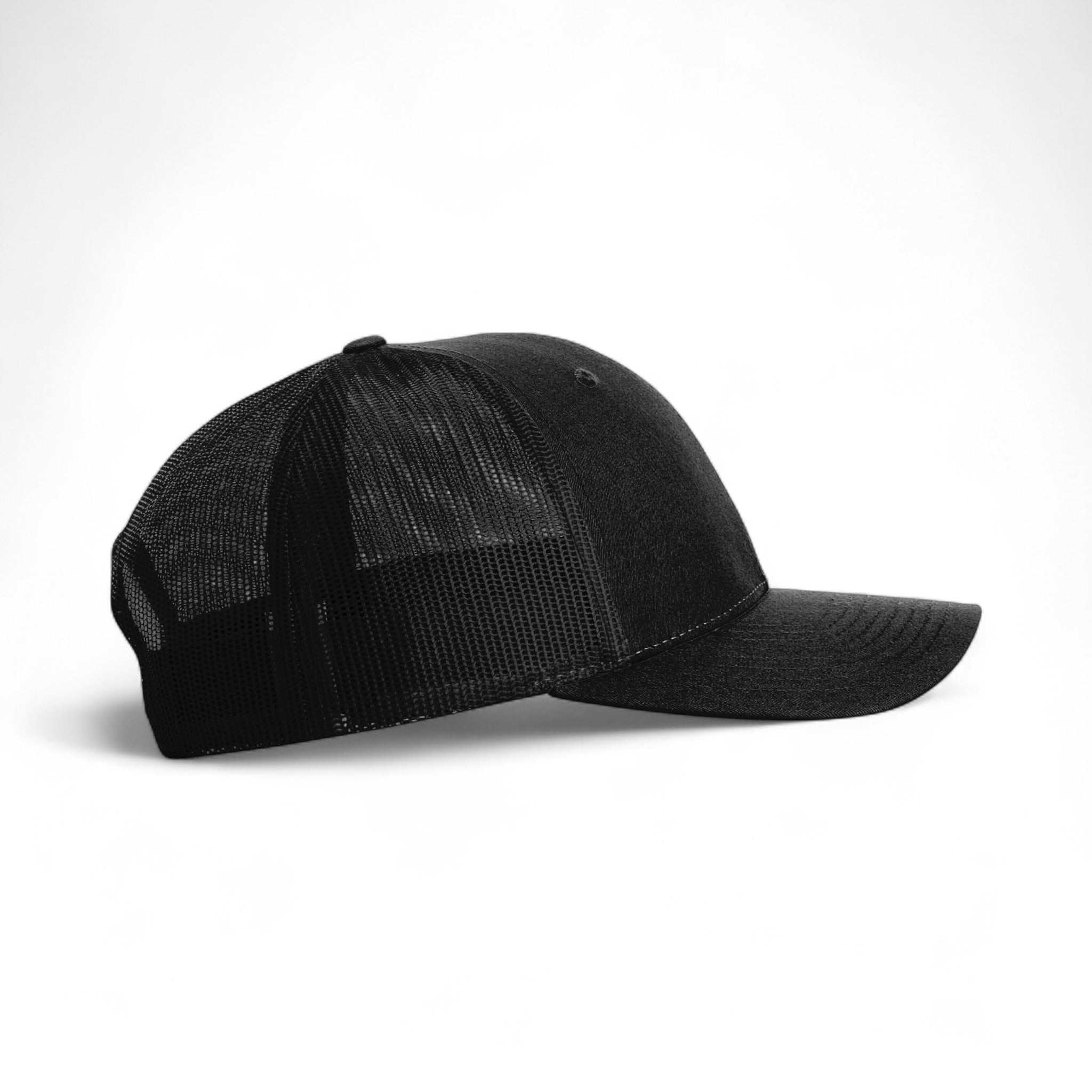 Right side view of Richardson 115 custom hat in black