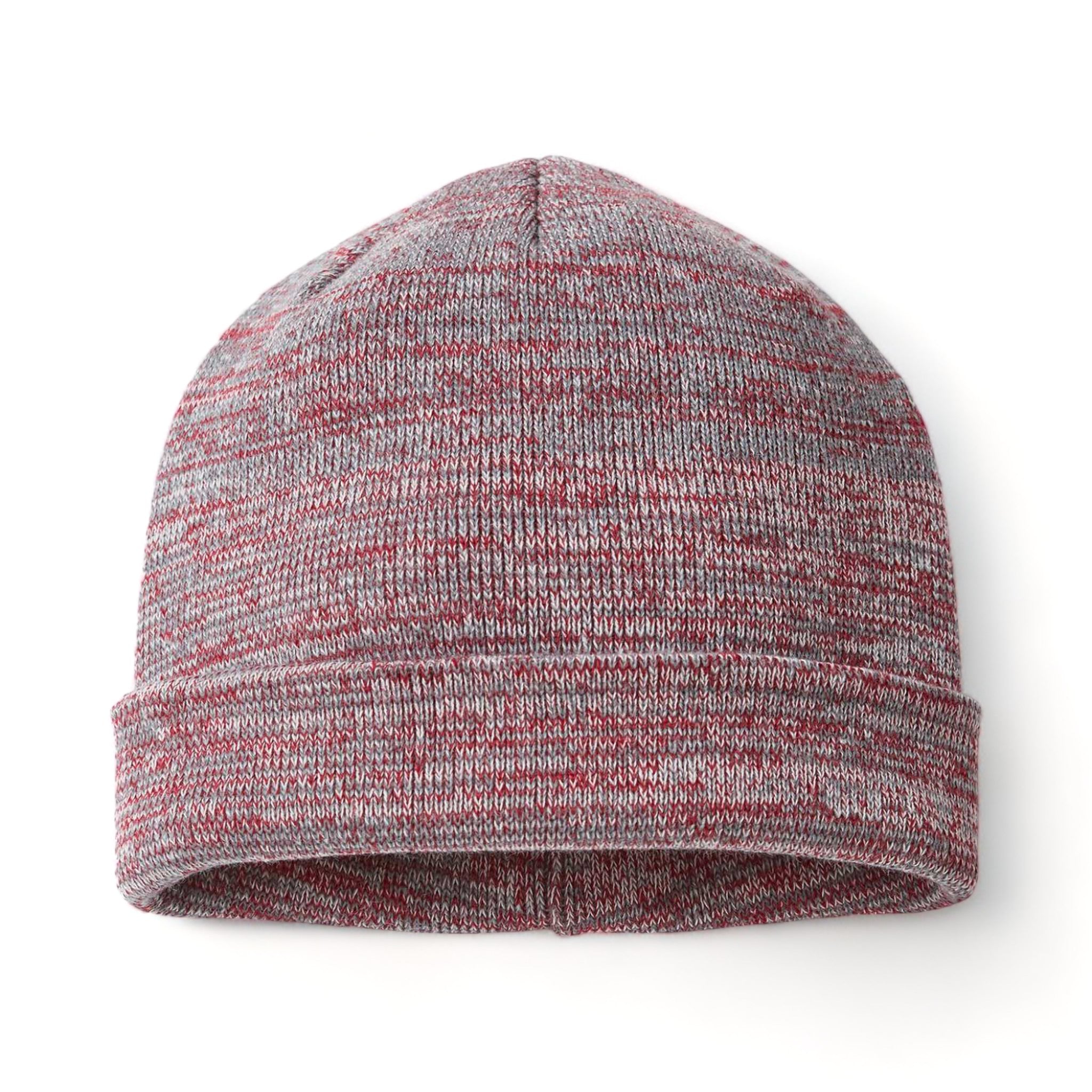 Front view of Richardson 130 custom hat in red, grey and charcoal