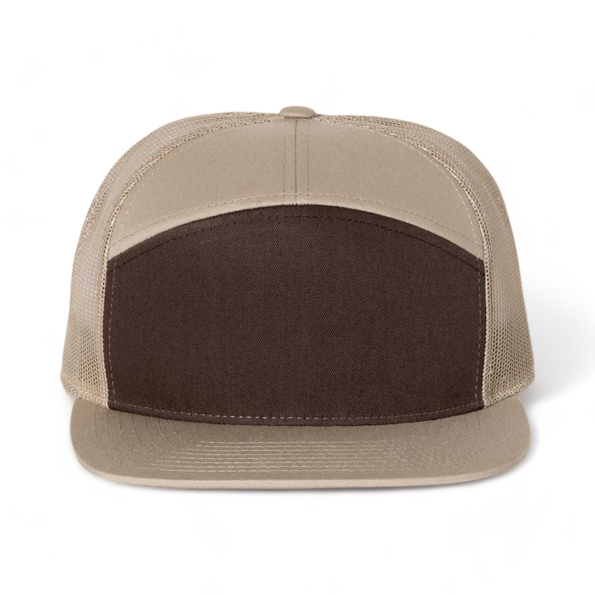 Front view of Richardson 168 custom hat in brown and khaki