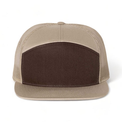 Front view of Richardson 168 custom hat in brown and khaki