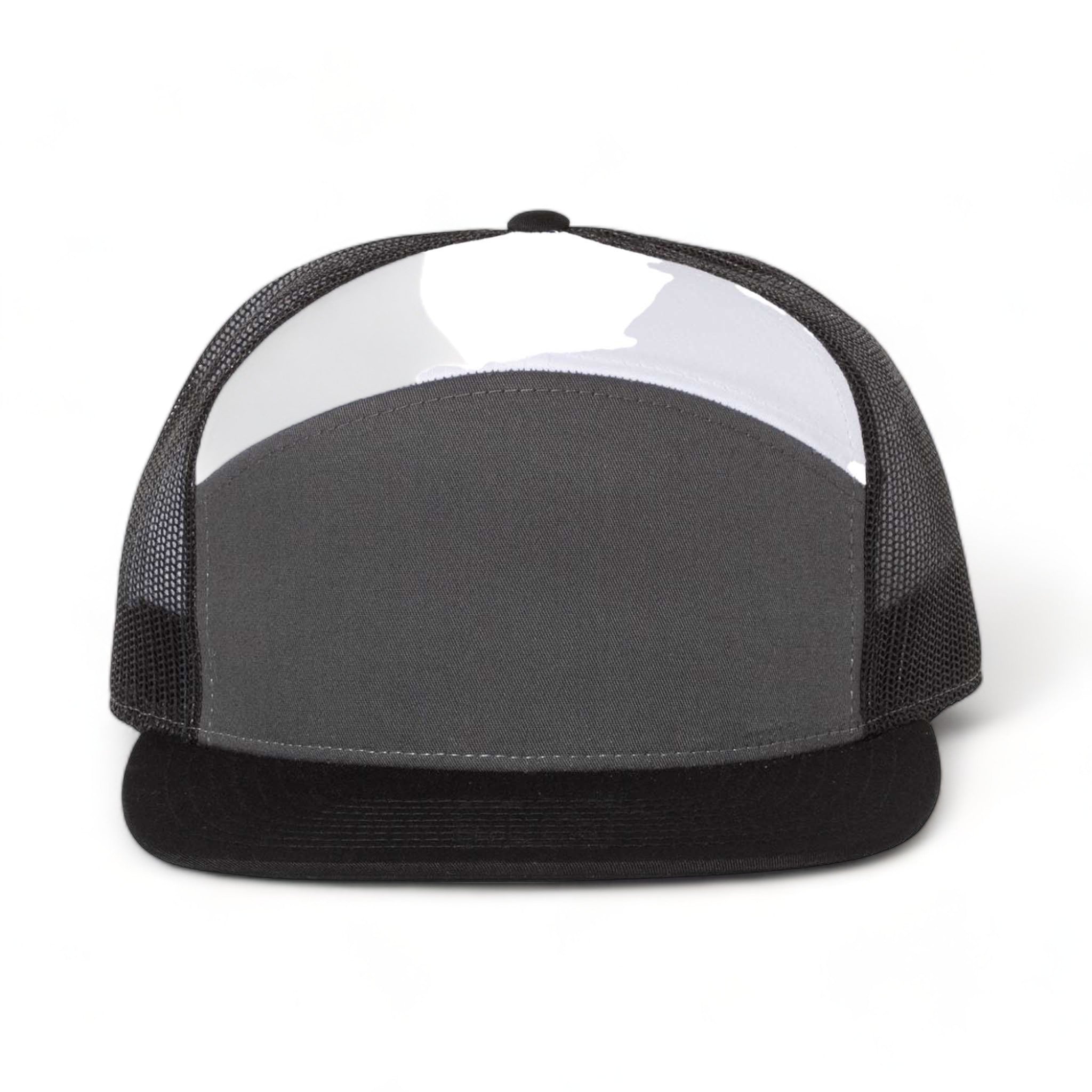 Front view of Richardson 168 custom hat in charcoal, black and white