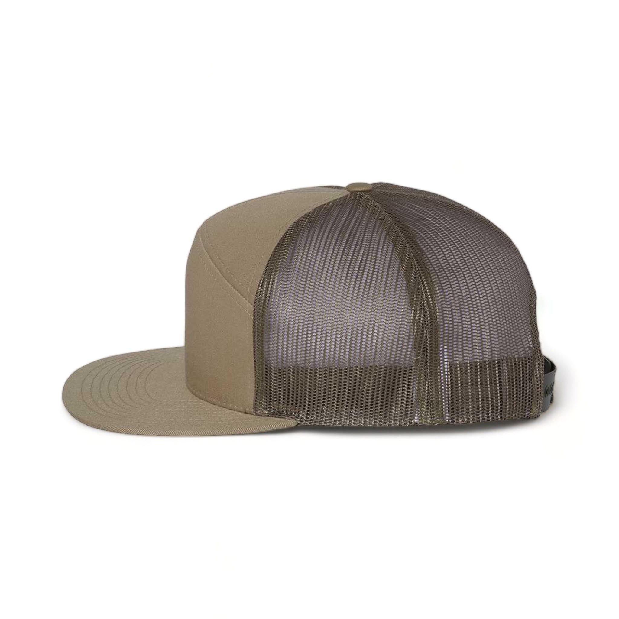 Side view of Richardson 168 custom hat in pale khaki and loden green