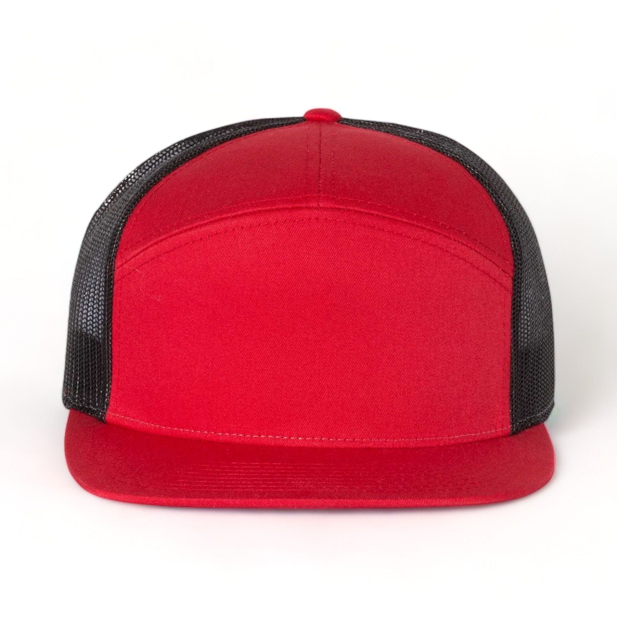 Front view of Richardson 168 custom hat in red and black