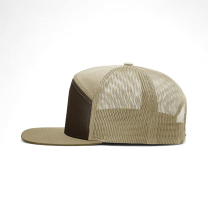 Left side view of Richardson 168 custom hat in brown and khaki