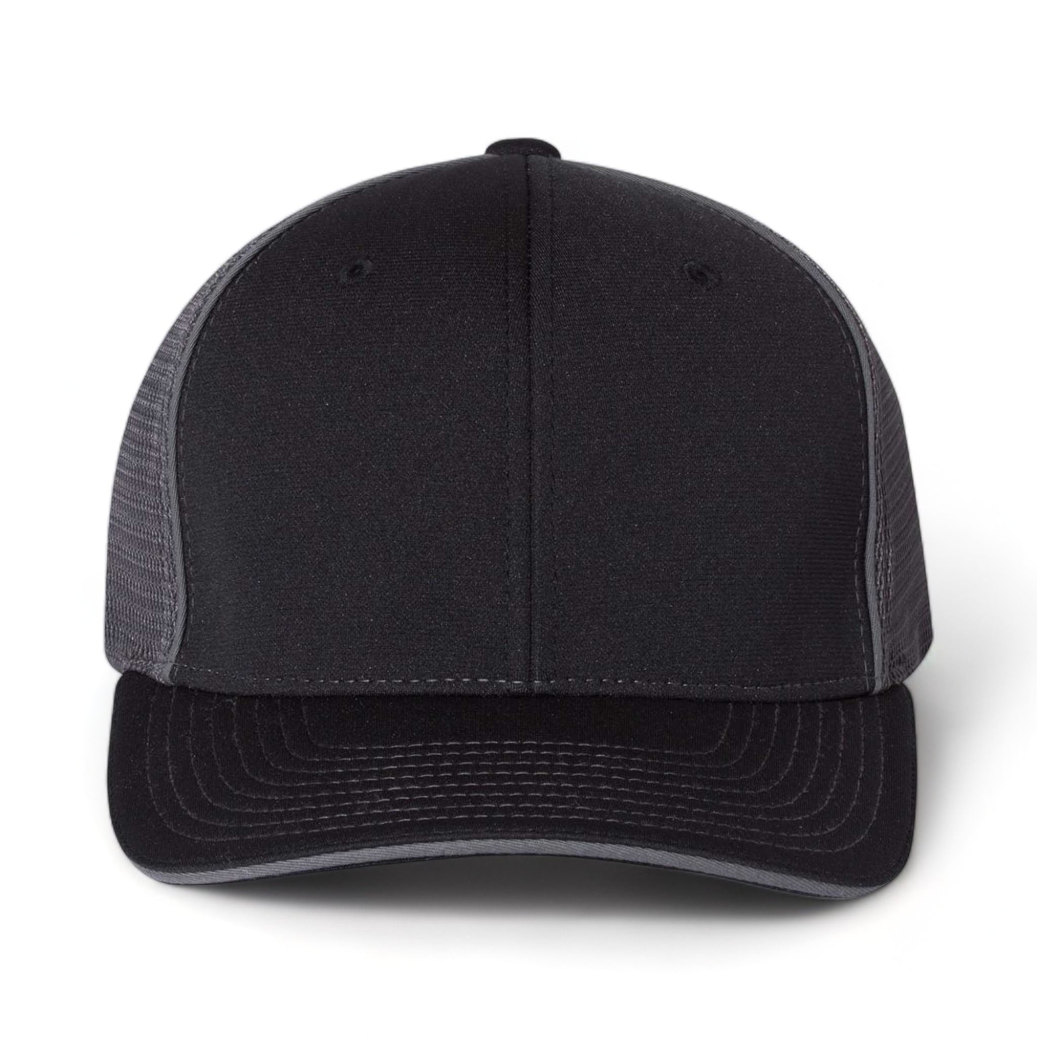 Front view of Richardson 172 custom hat in black and charcoal split
