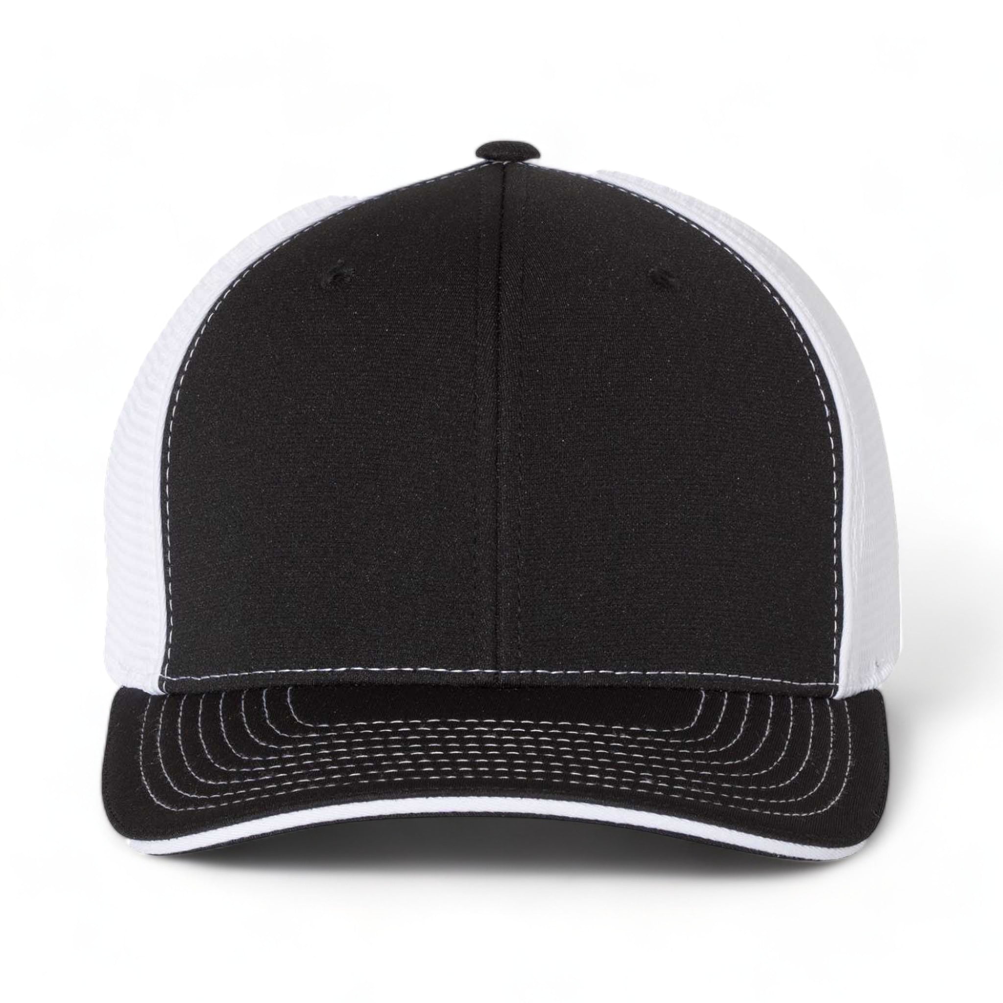 Front view of Richardson 172 custom hat in black and white split