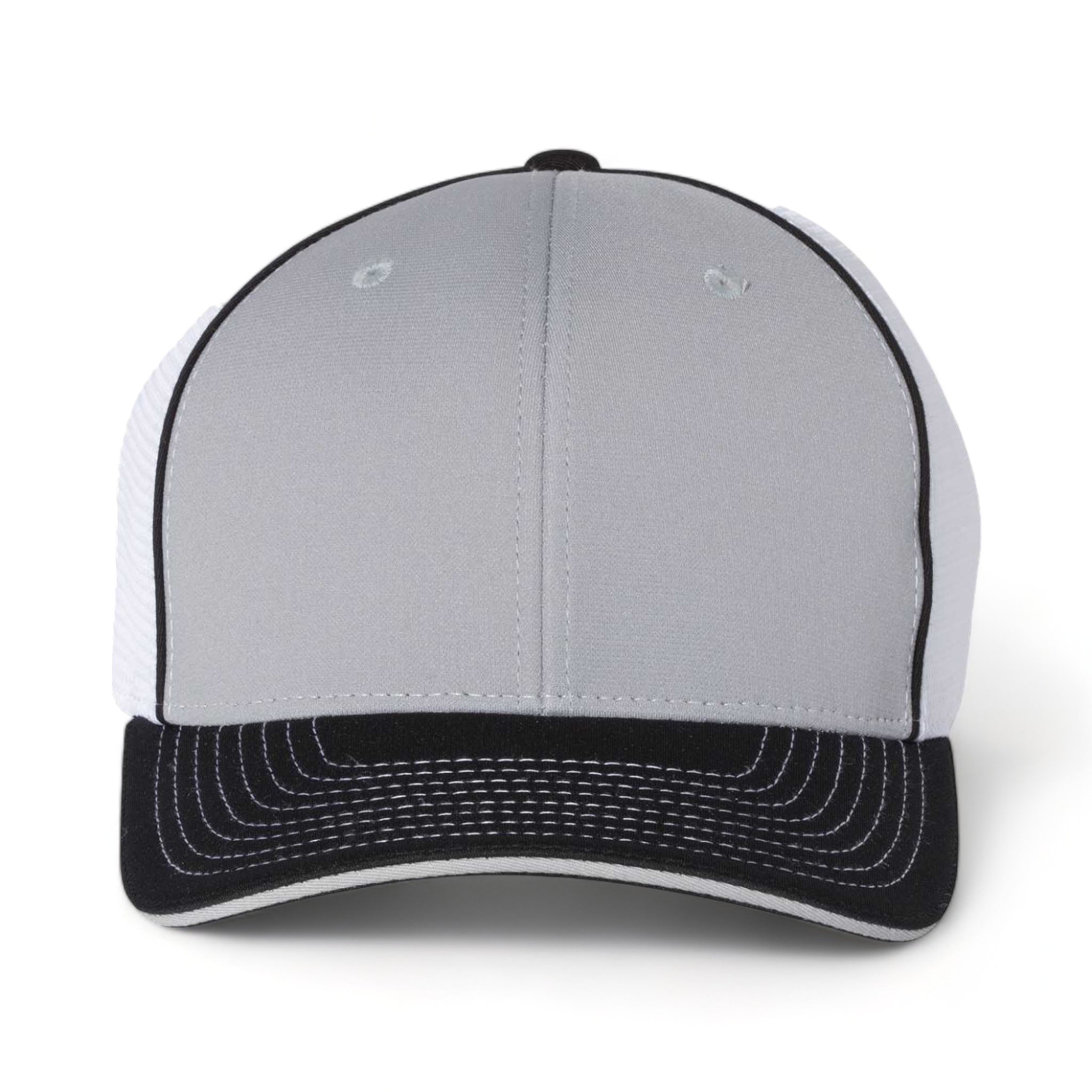 Front view of Richardson 172 custom hat in grey, white and black tri